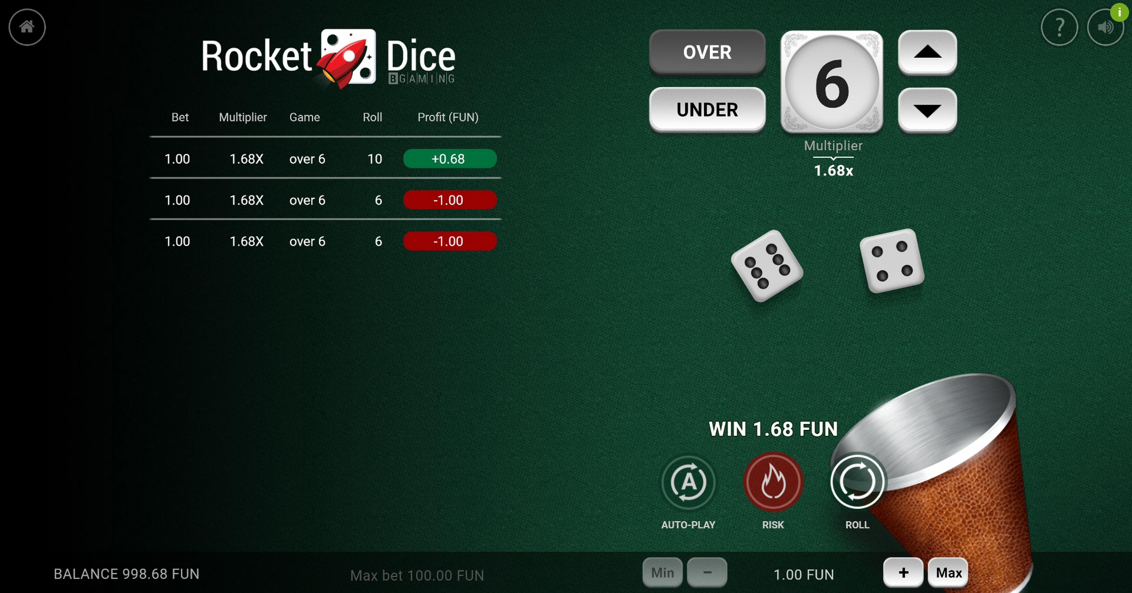 Win Money in Rocket Dice Free Slot Game by BGAMING