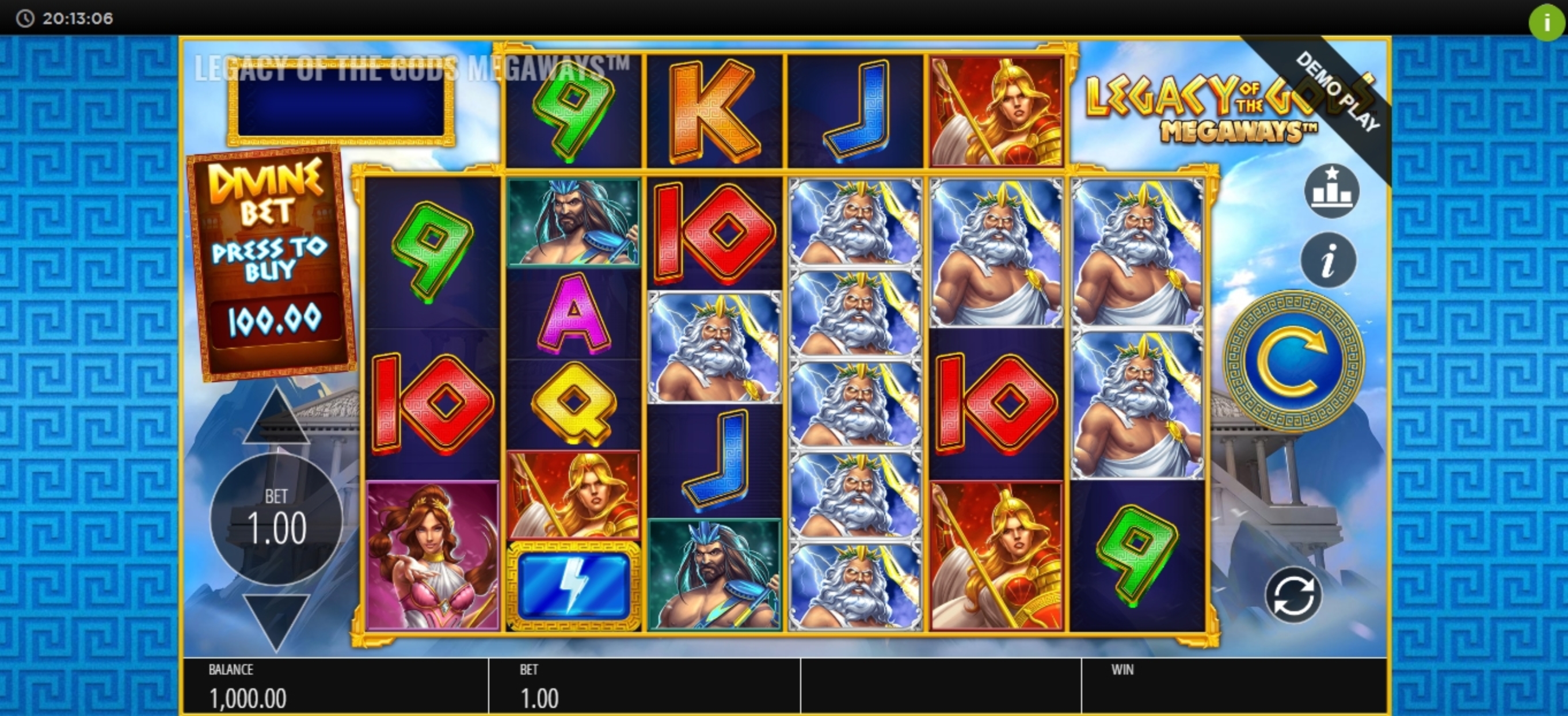 Reels in Legacy Of The Gods Megaways Slot Game by Blueprint Gaming