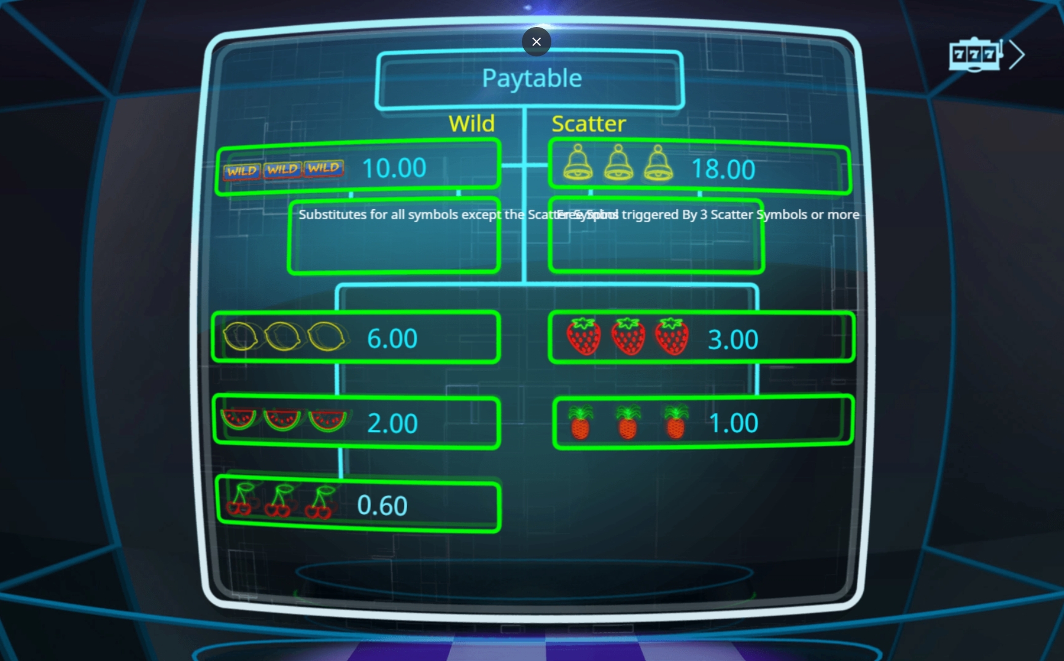 Info of Fruity Lights Slot Game by Booming Games