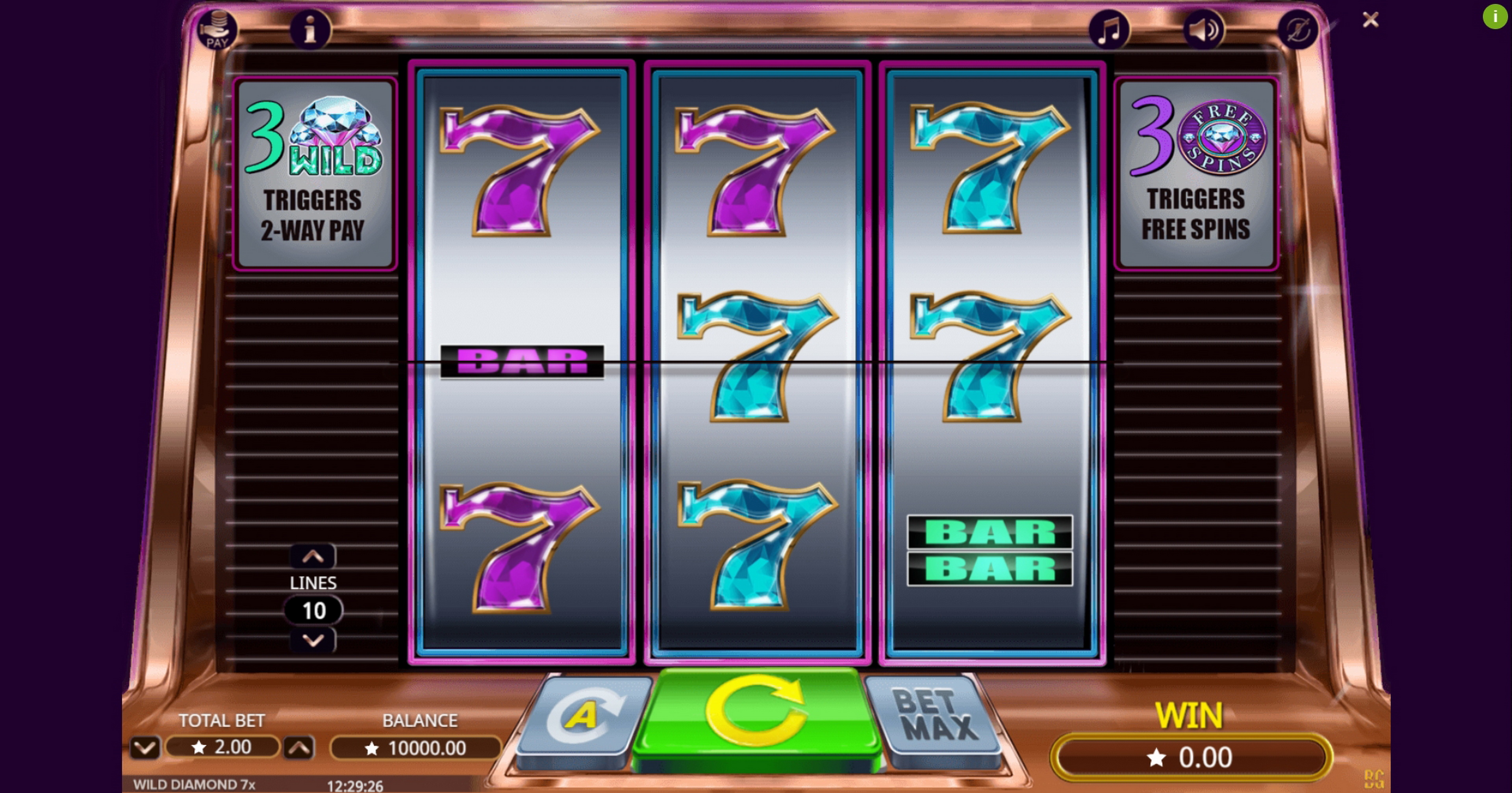 Reels in Wild Diamond 7x Slot Game by Booming Games