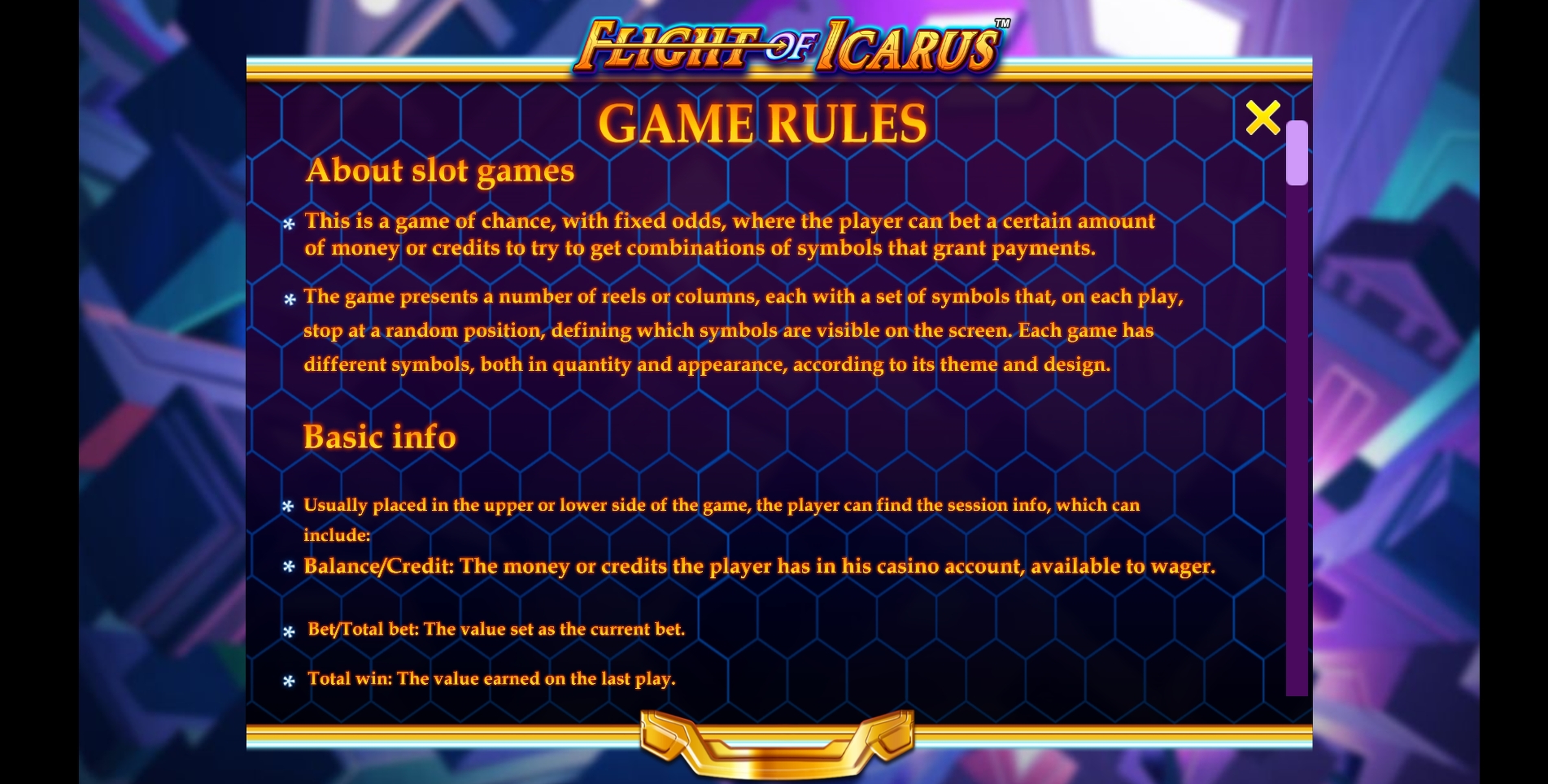 Info of Flight of Icarus Slot Game by Cadillac Jack