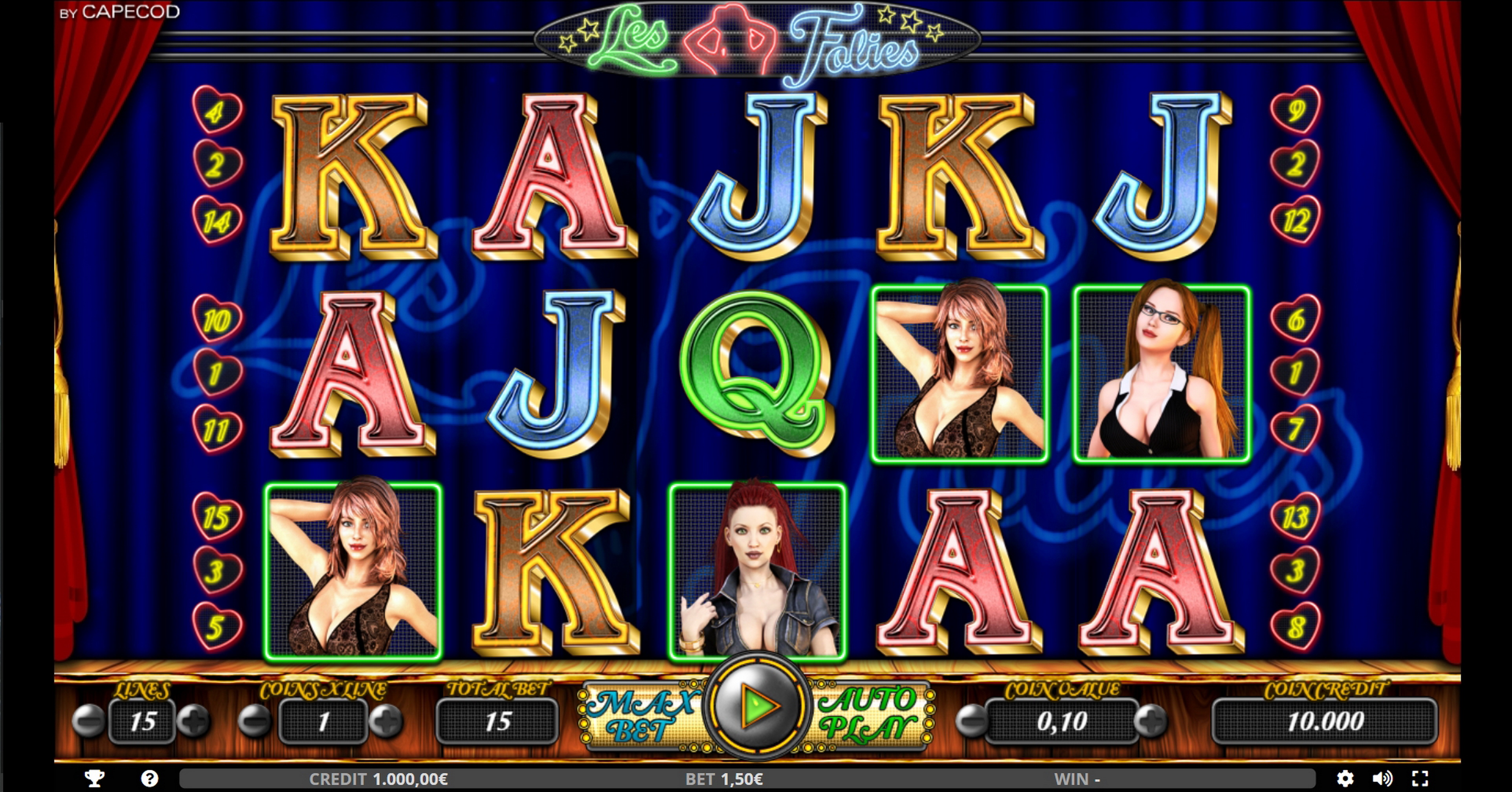 Reels in Les Folies Slot Game by Capecod Gaming
