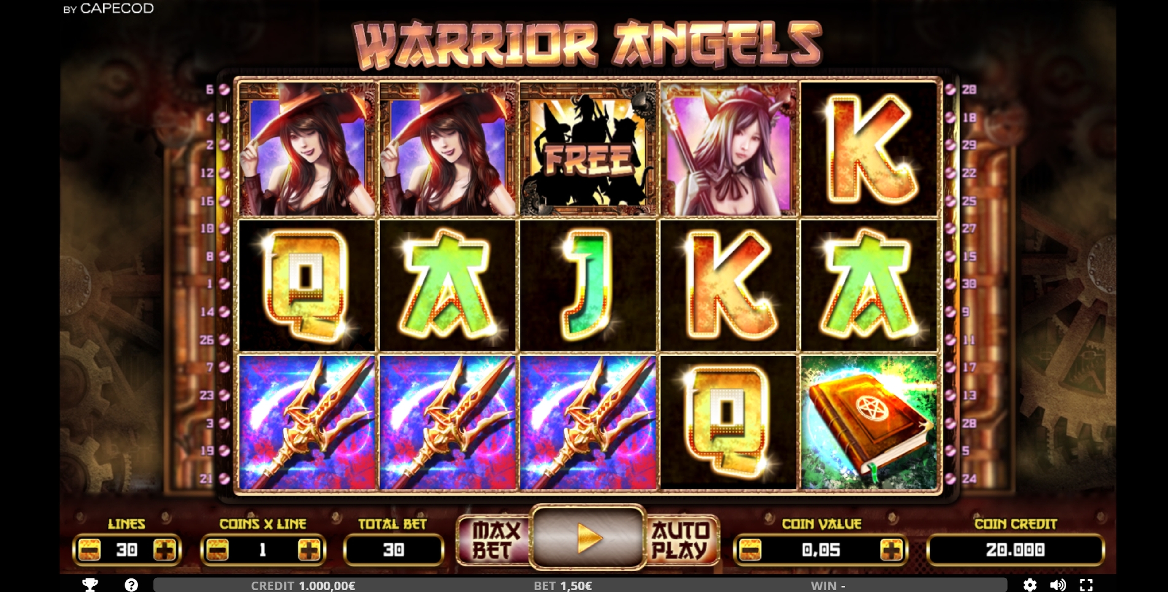 Reels in Warrior Angels Slot Game by Capecod Gaming