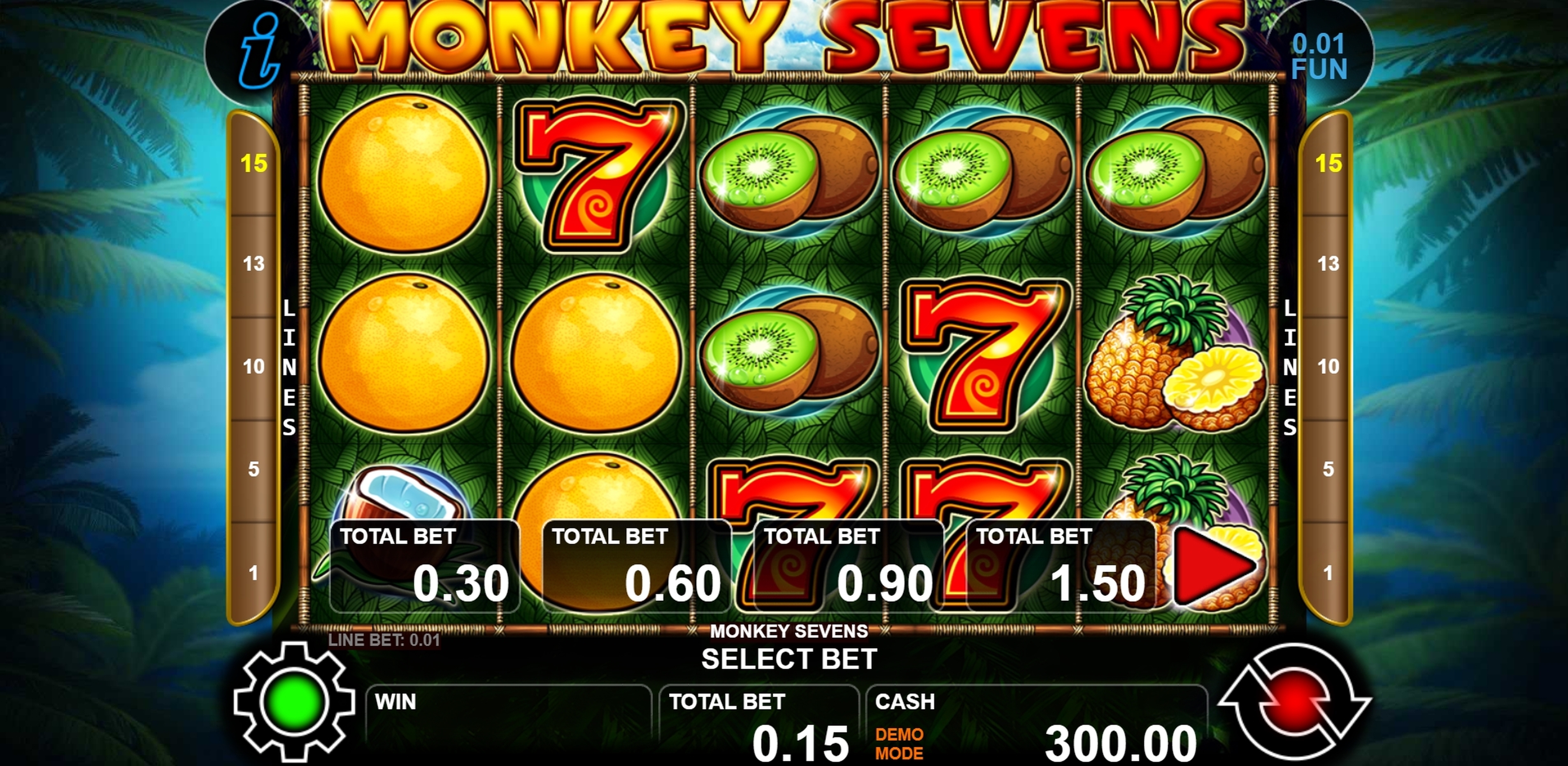 Reels in Monkey Sevens Slot Game by casino technology