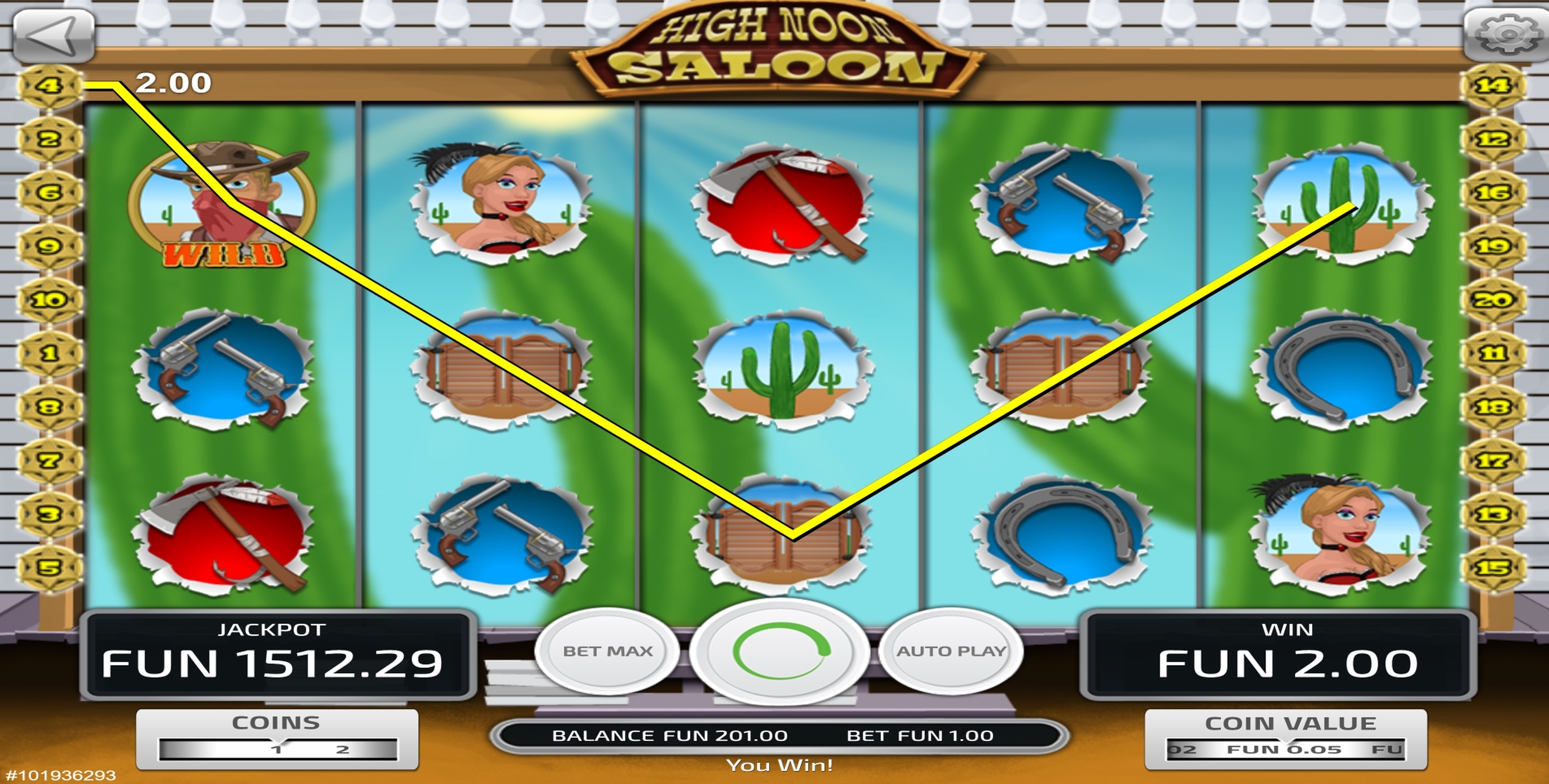 Win Money in High Noon Saloon Free Slot Game by Concept Gaming