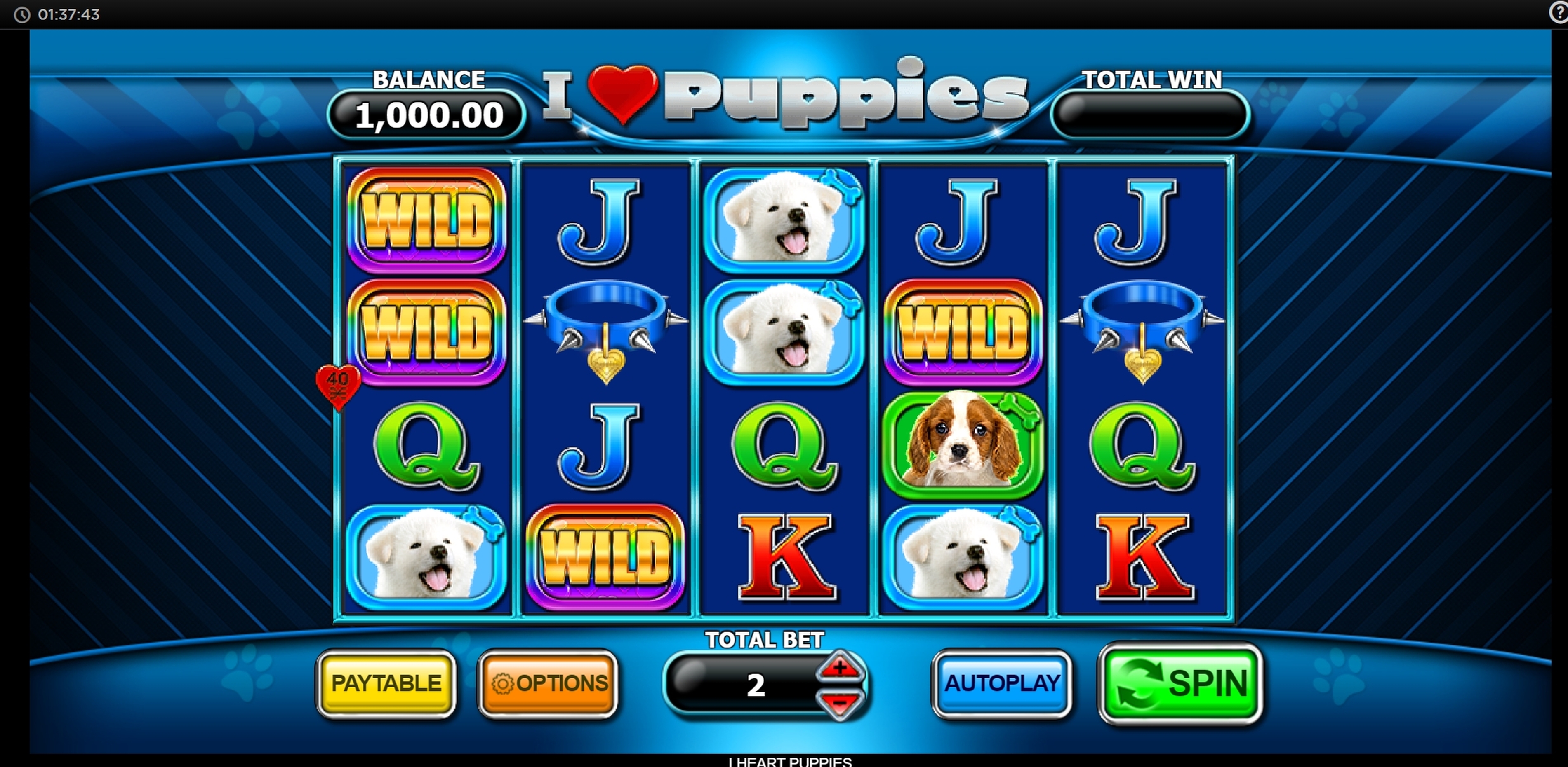 Reels in I Heart Puppies Slot Game by CR Games