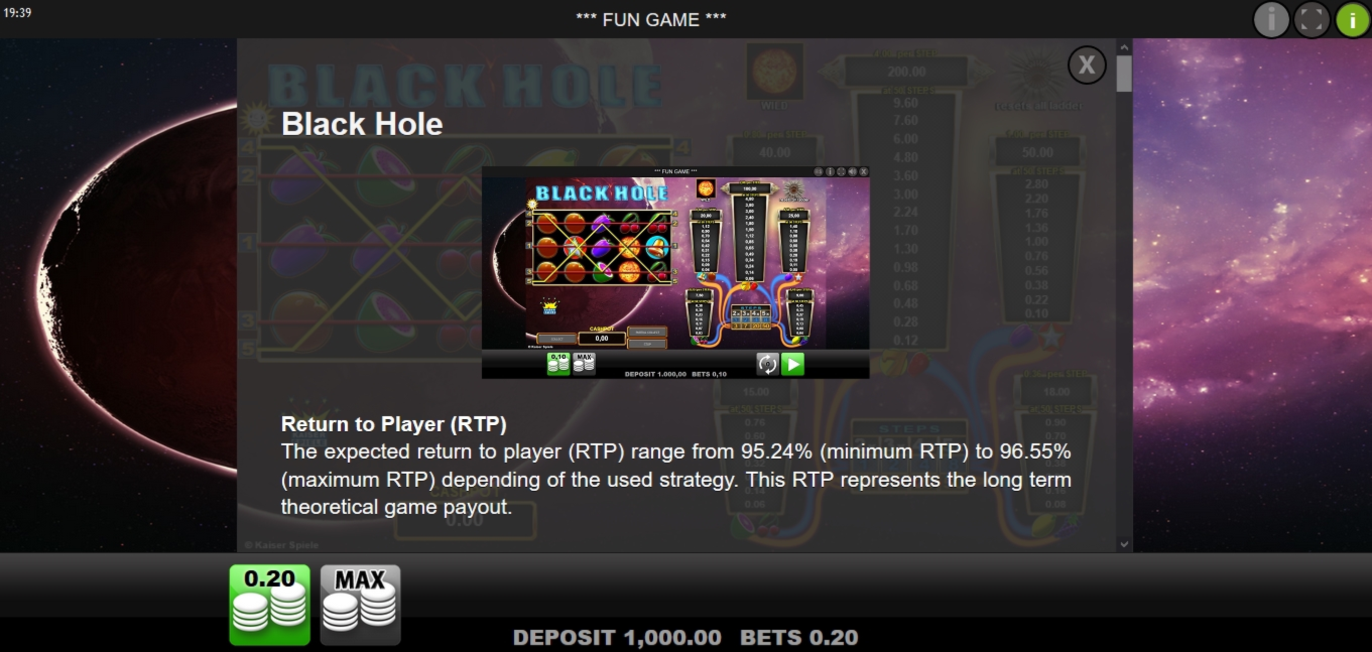 Info of Black Hole Slot Game by edict