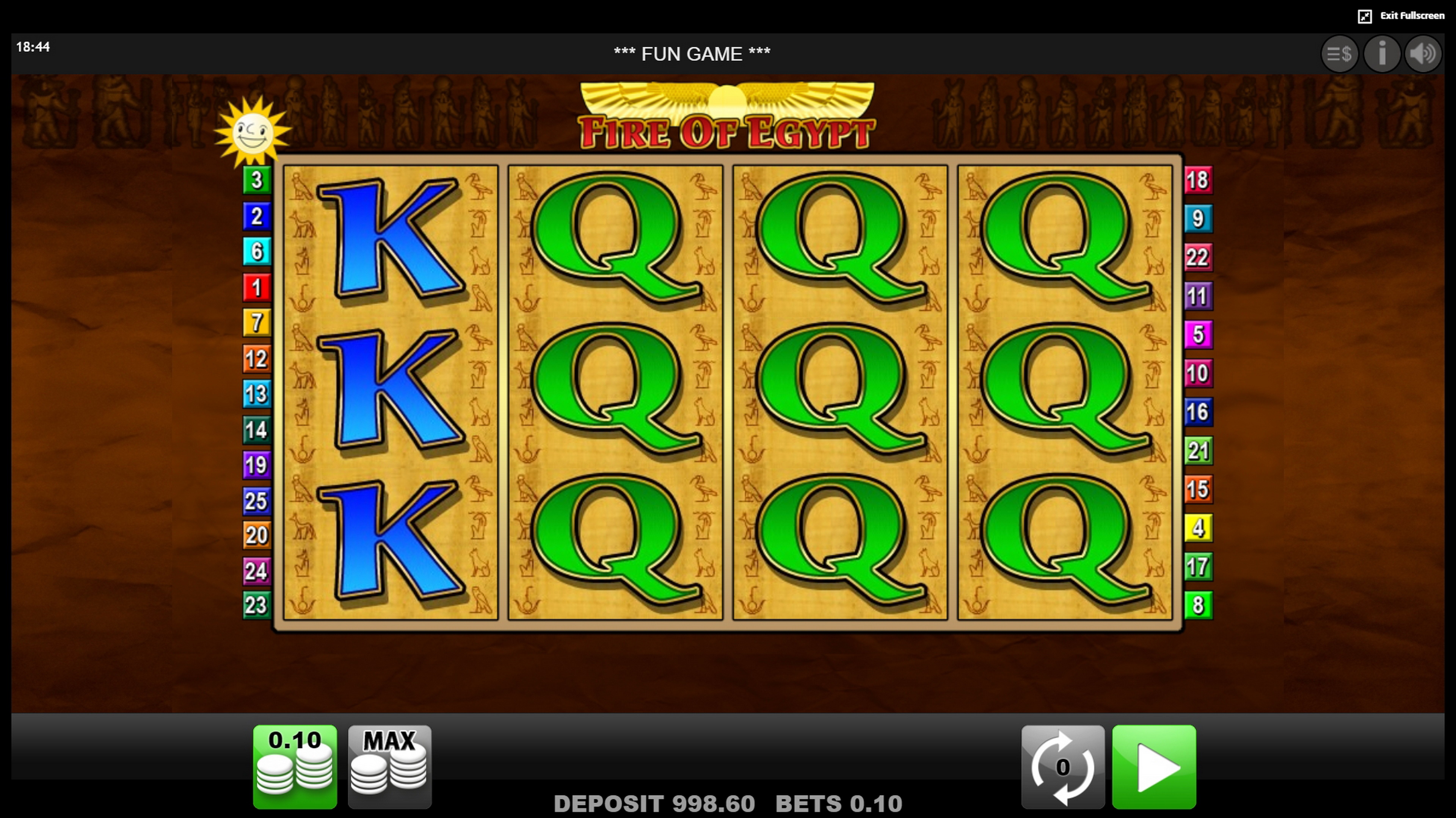 Reels in Fire of Egypt Slot Game by edict