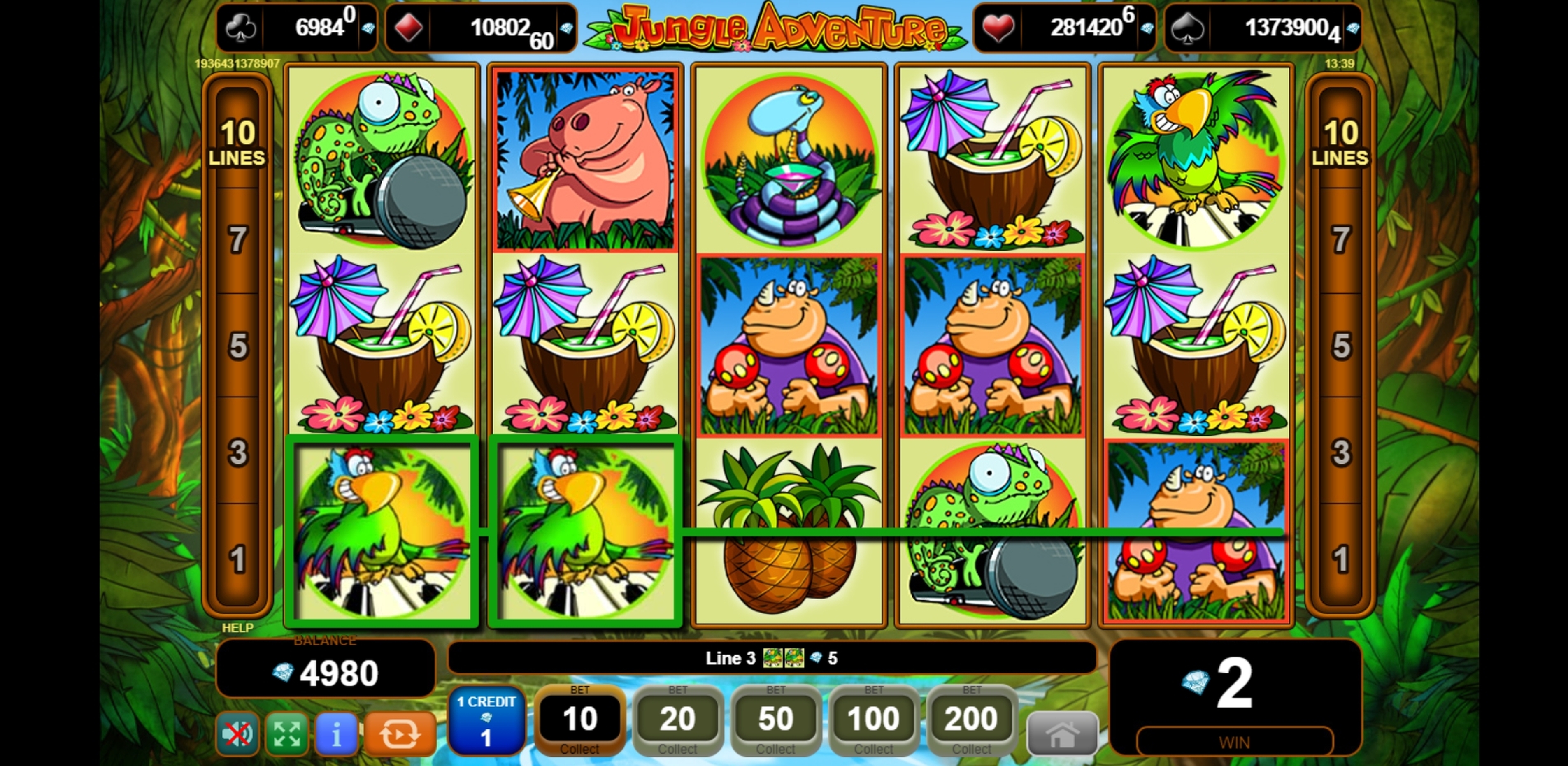 Win Money in Jungle Adventure Free Slot Game by EGT