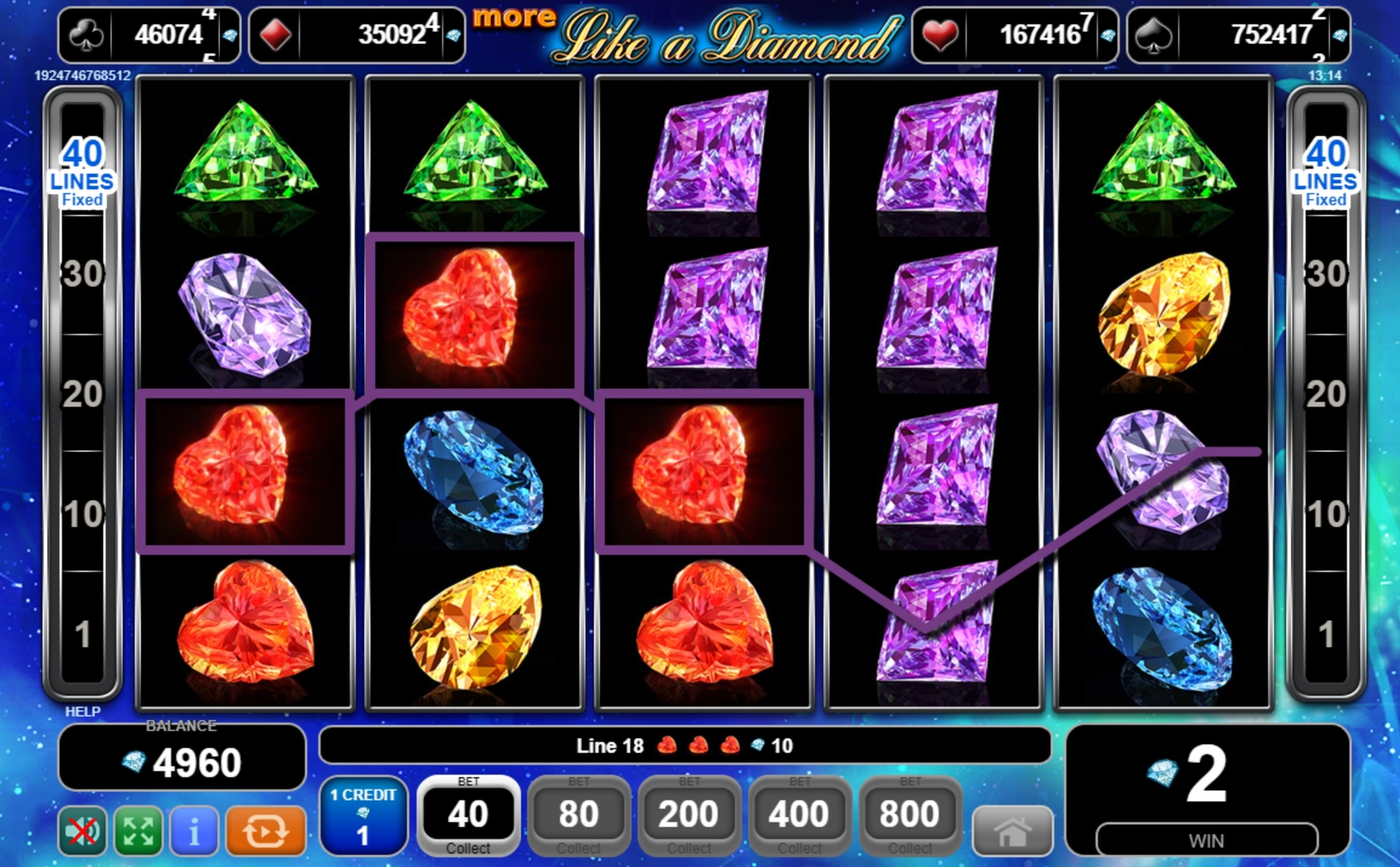 Win Money in More Like a Diamond Free Slot Game by EGT