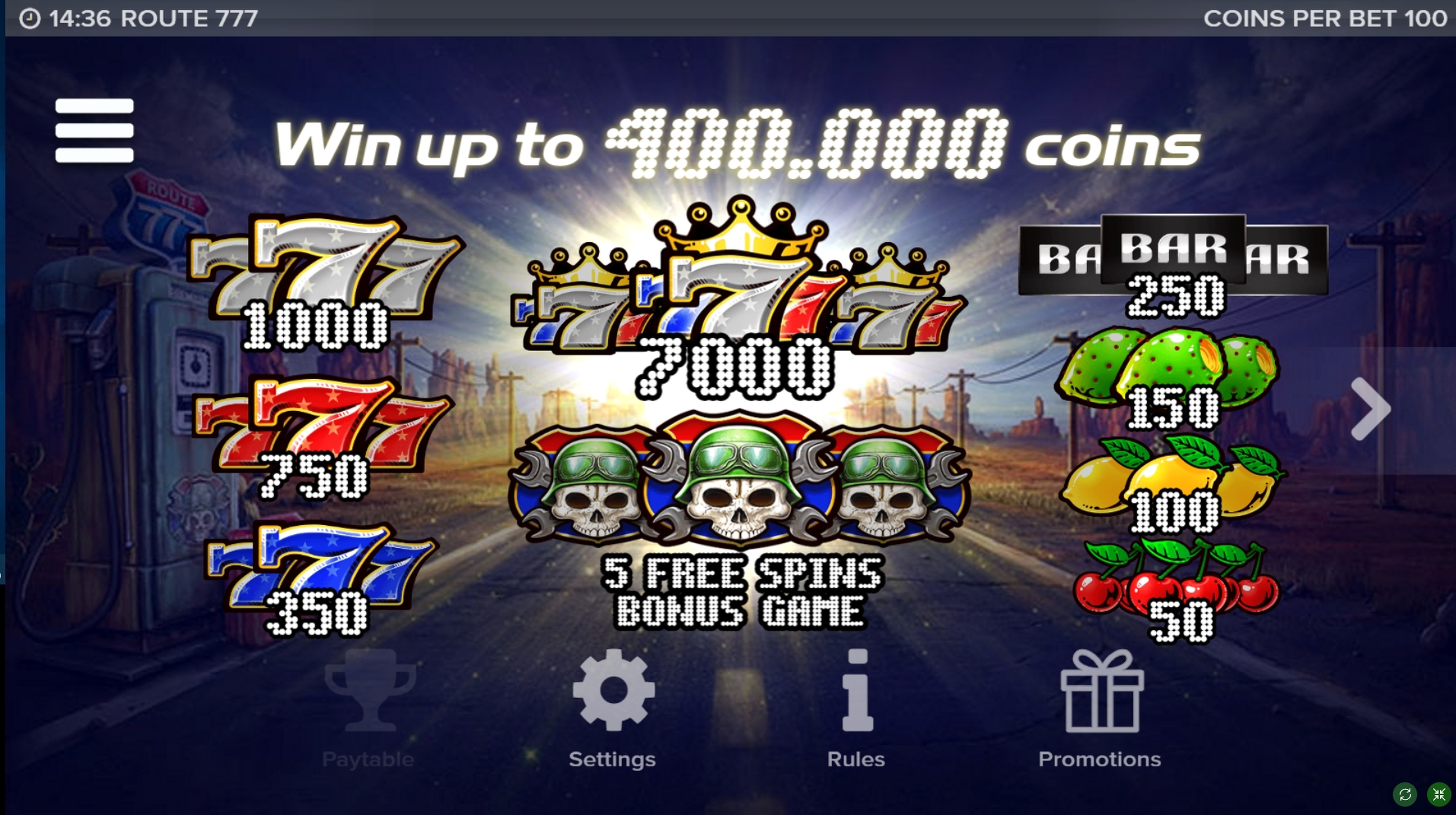 Info of Route 777 Slot Game by ELK Studios