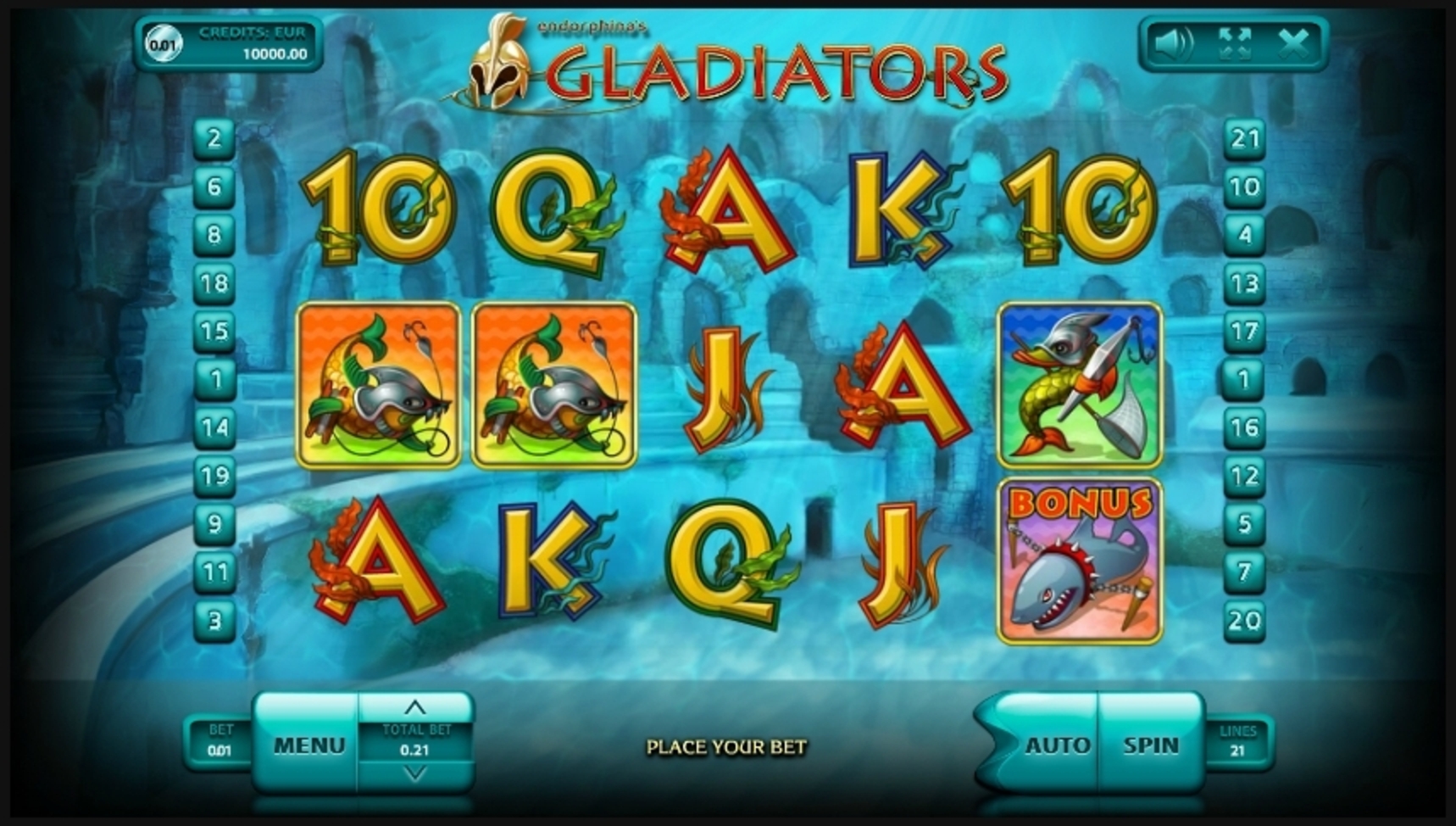Reels in Gladiators Slot Game by Endorphina