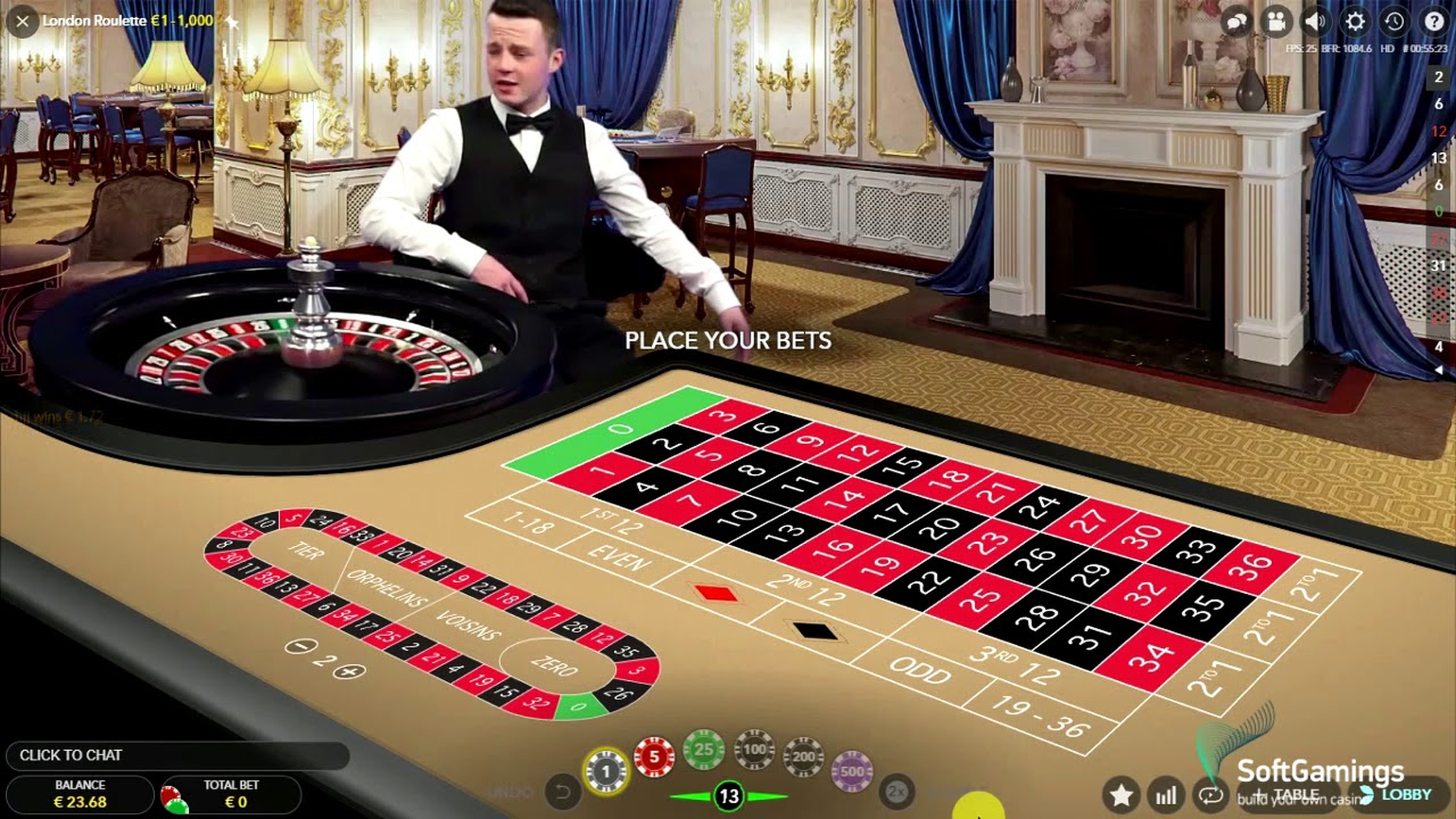 London Roulette (Evolution Gaming) demo