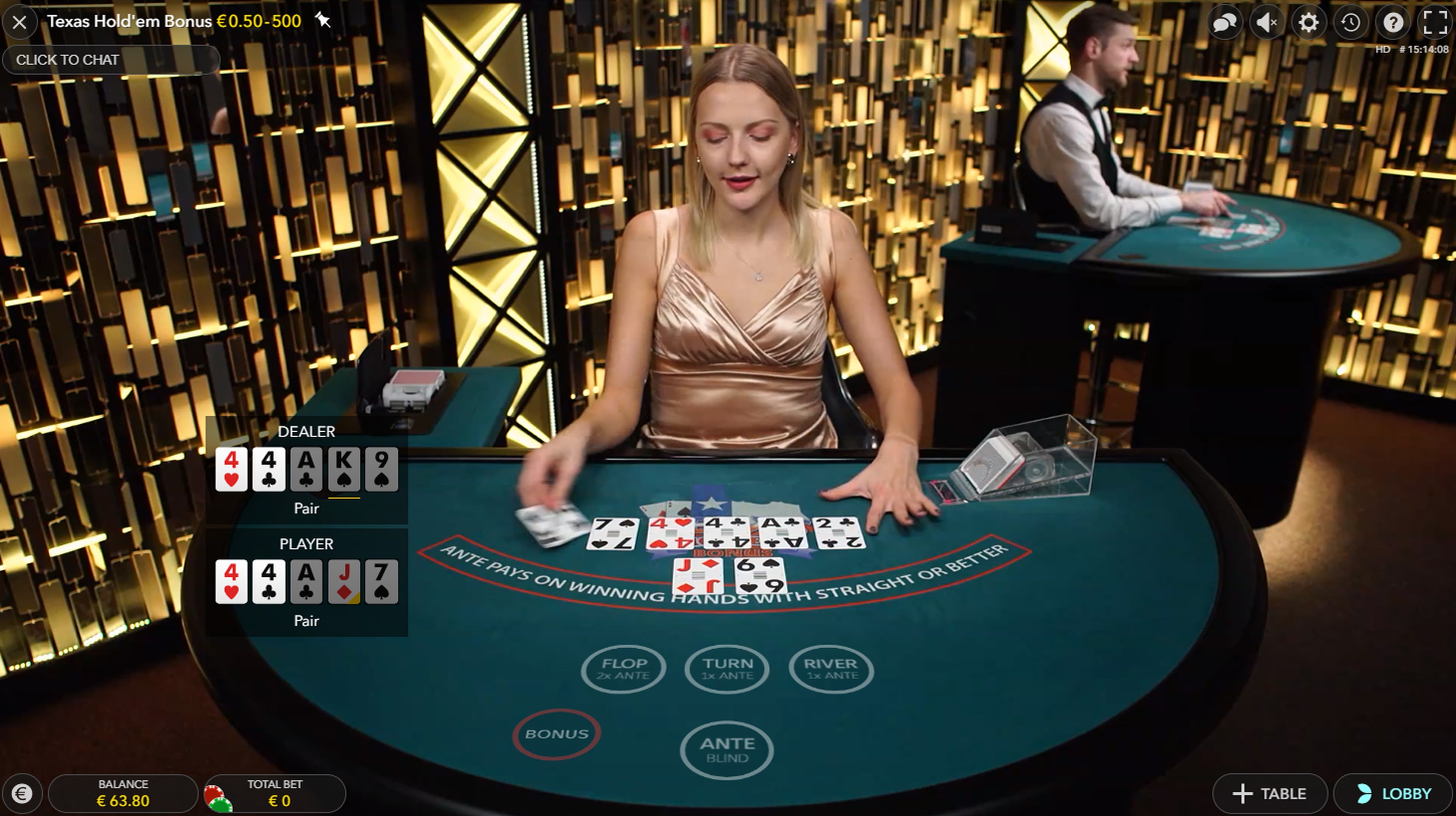 Ultimate Texas Hold'em (Evolution Gaming) demo