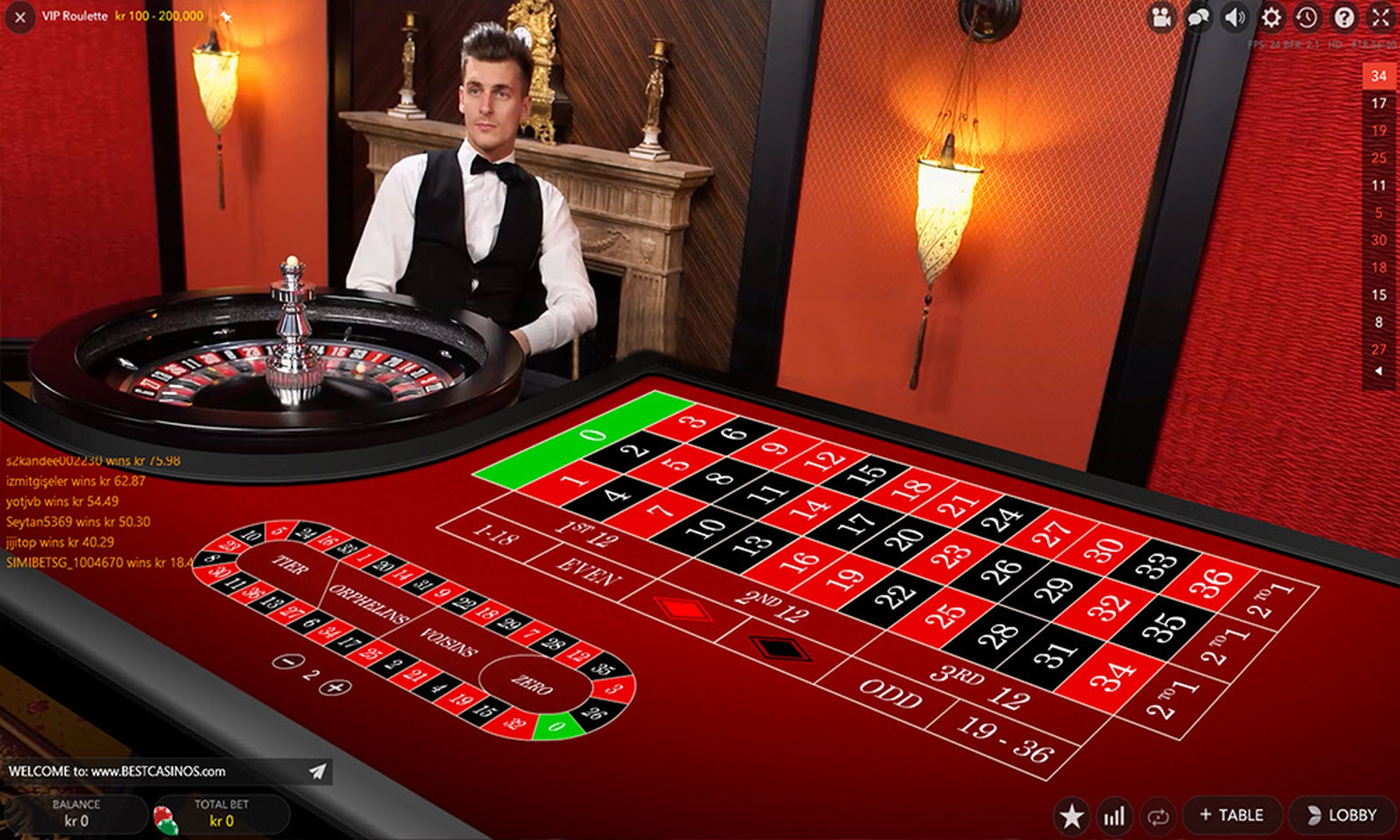 Vip Roulette Live Casino (Evolution Gaming) demo