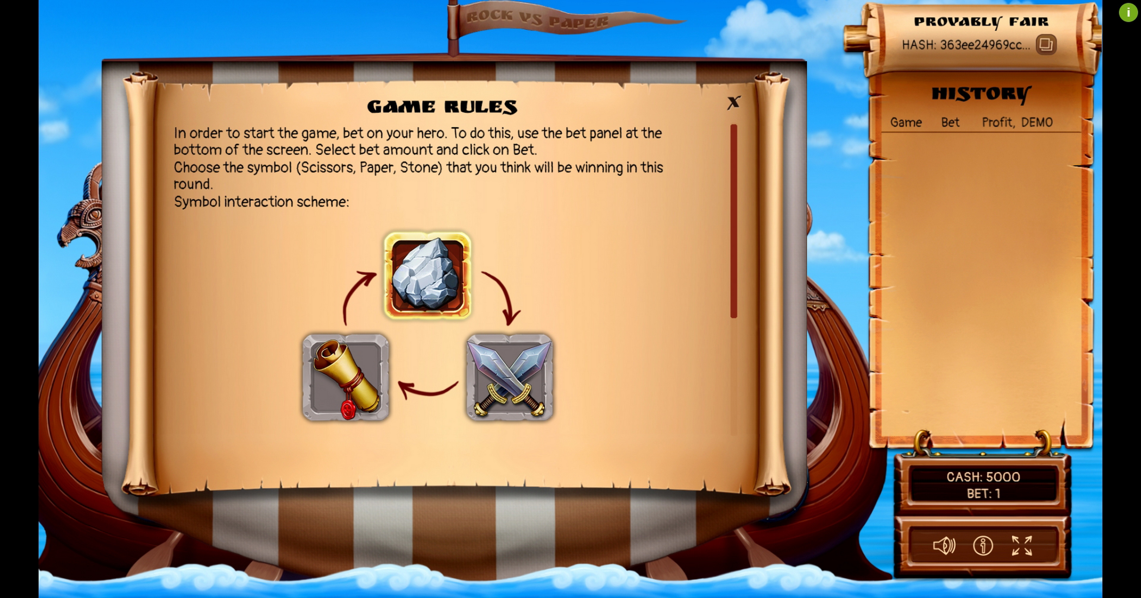 Info of Rock vs Paper: Viking’s mode Slot Game by Evoplay Entertainment