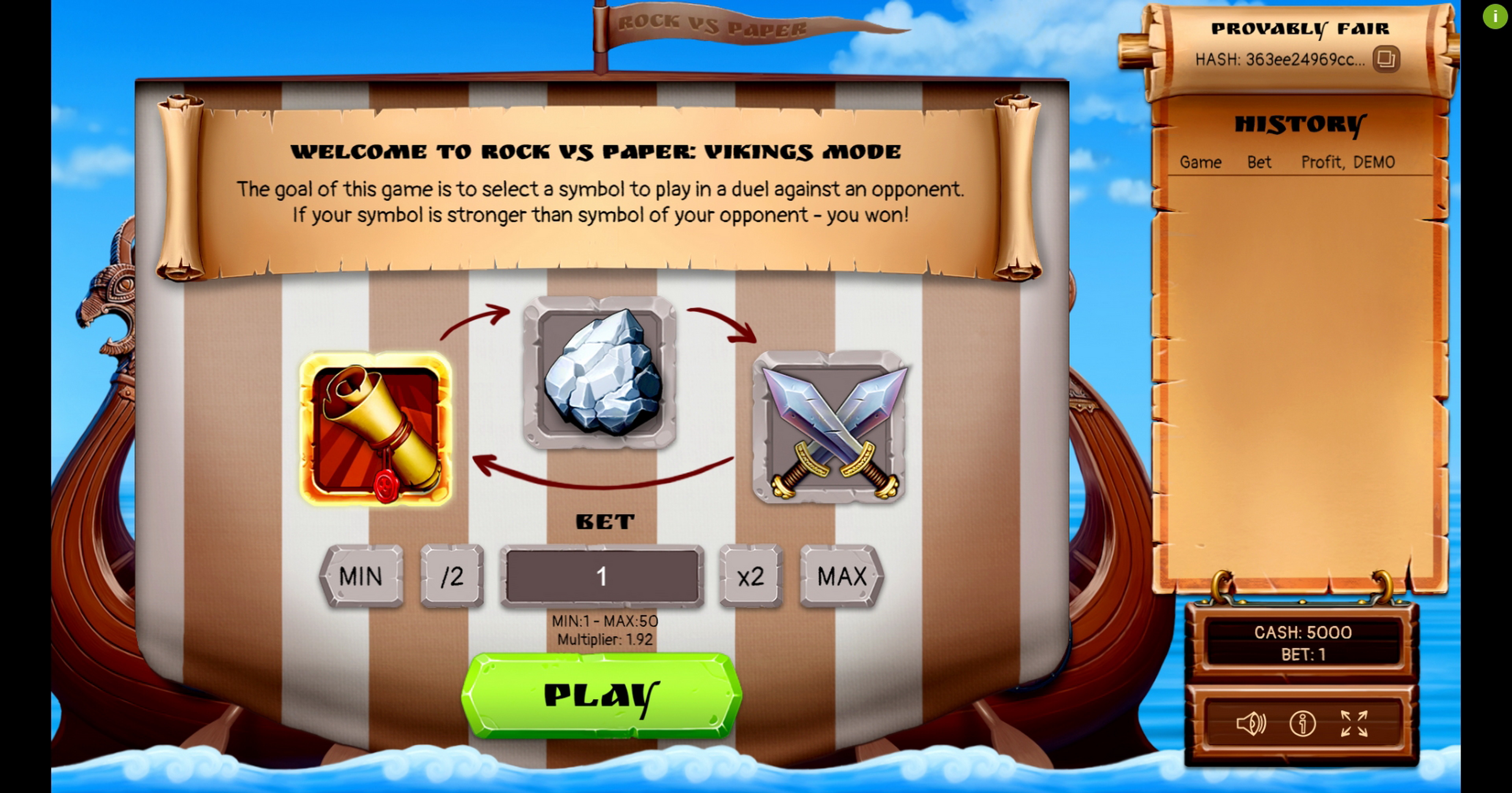 Reels in Rock vs Paper: Viking’s mode Slot Game by Evoplay Entertainment