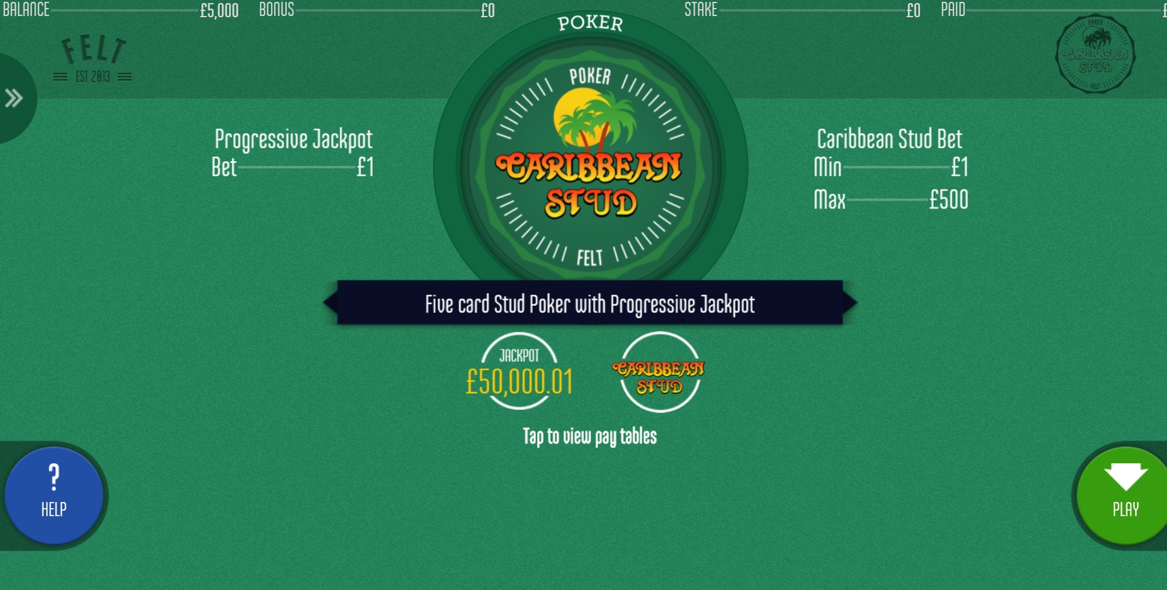 Reels in Caribbean Stud Slot Game by Felt