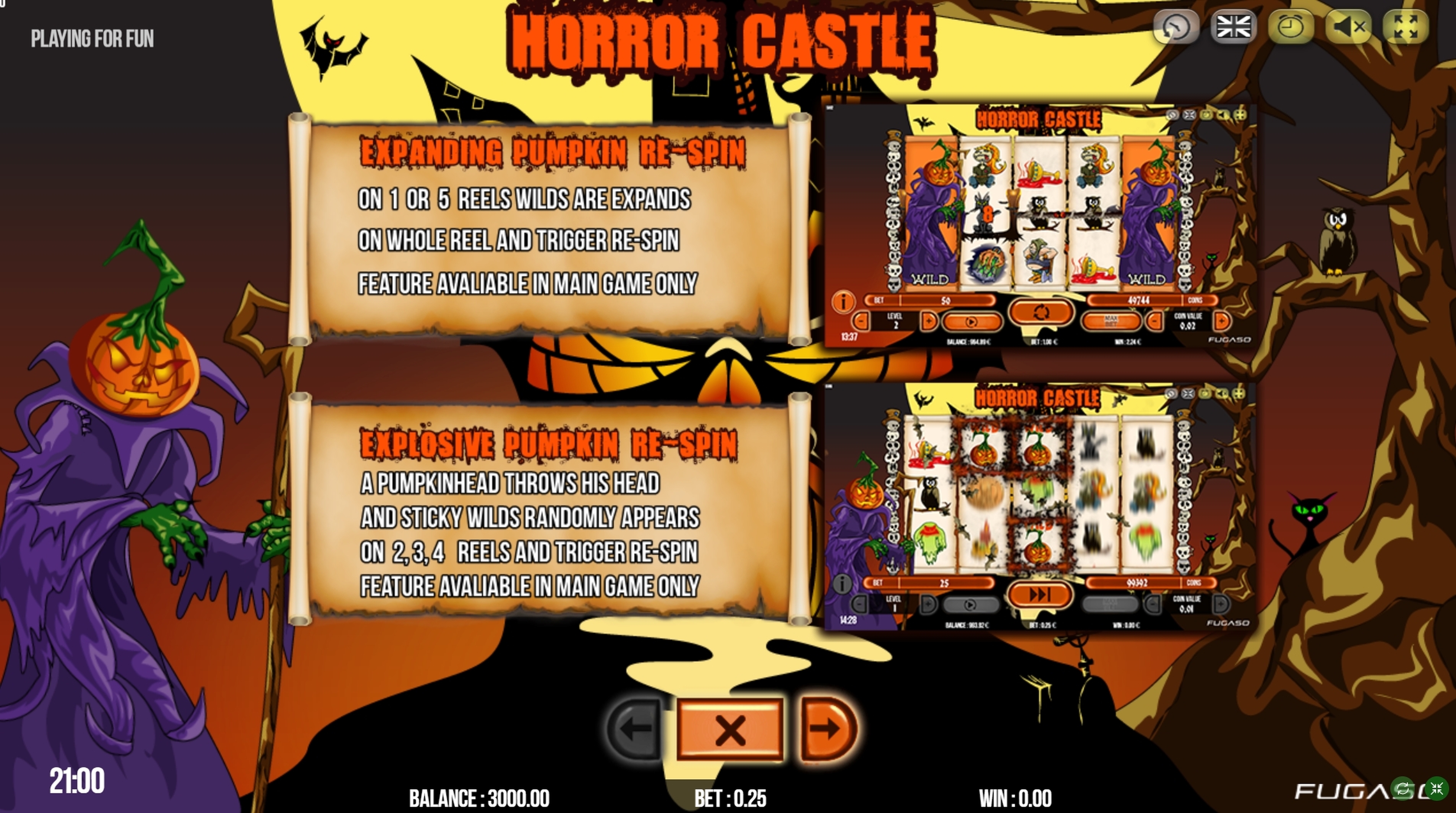 Reels in Horror Castle Slot Game by Fugaso
