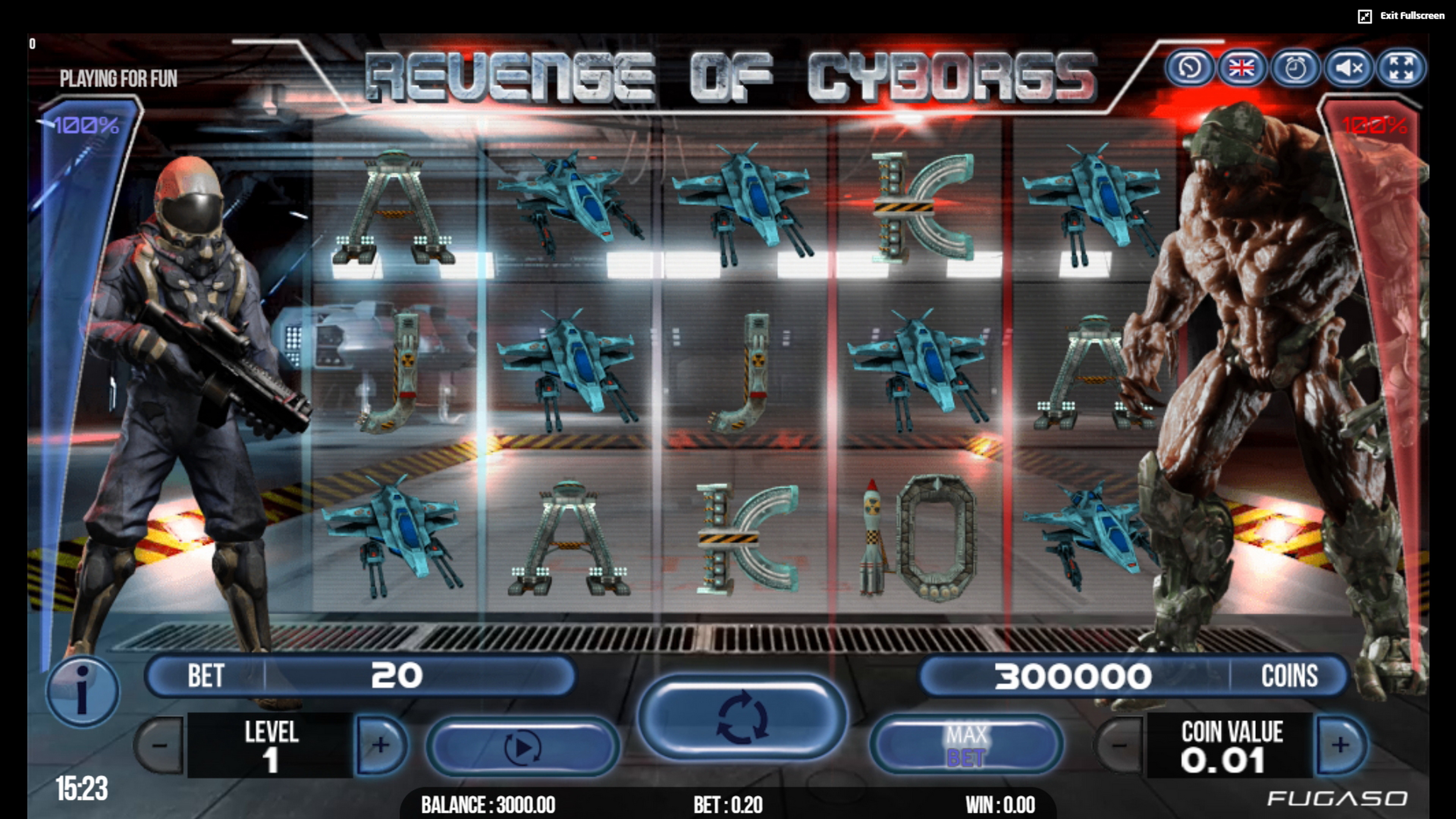 Reels in Revenge of Cyborgs Slot Game by Fugaso