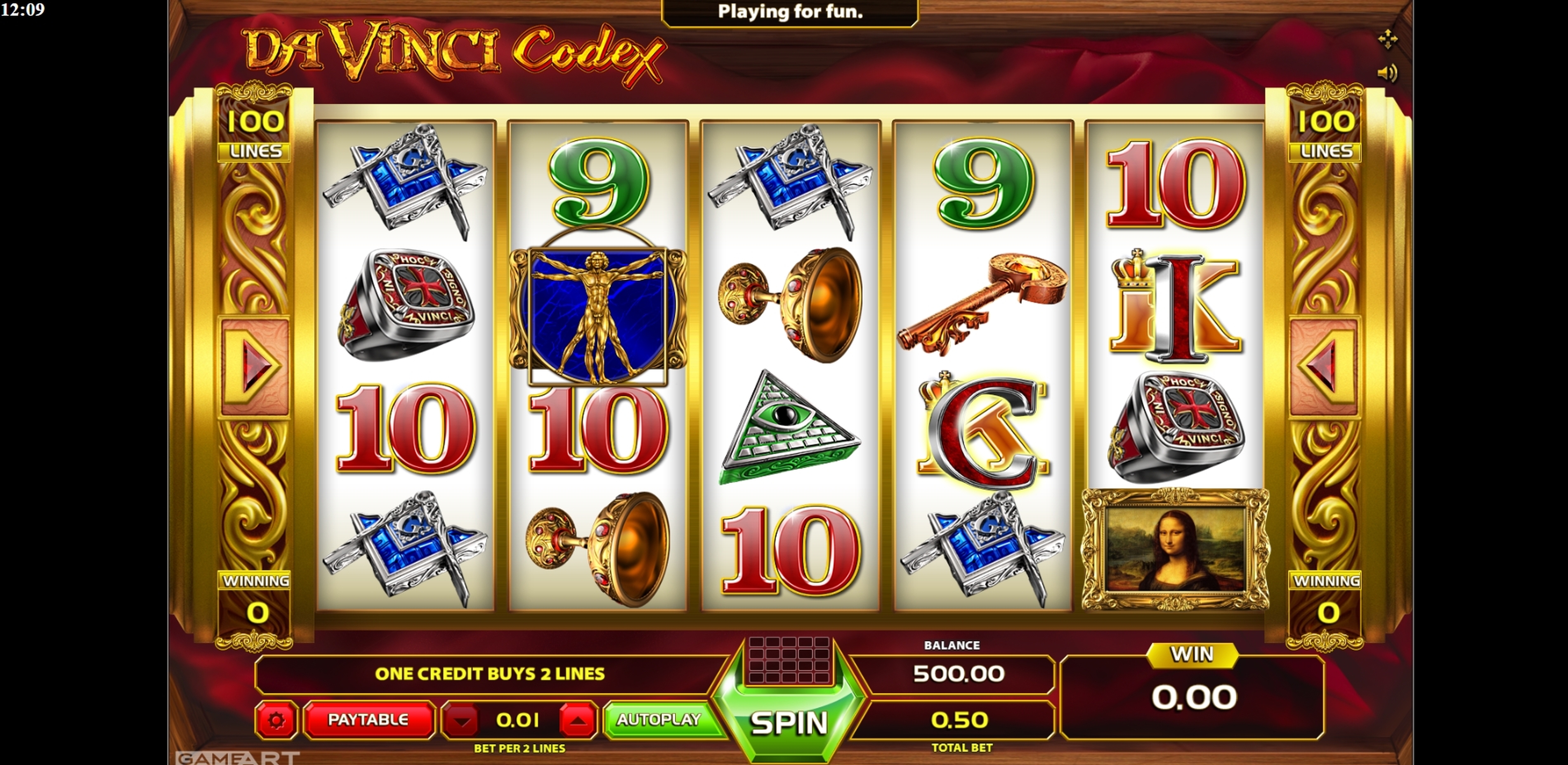 Reels in DaVinci Codex Slot Game by GameArt