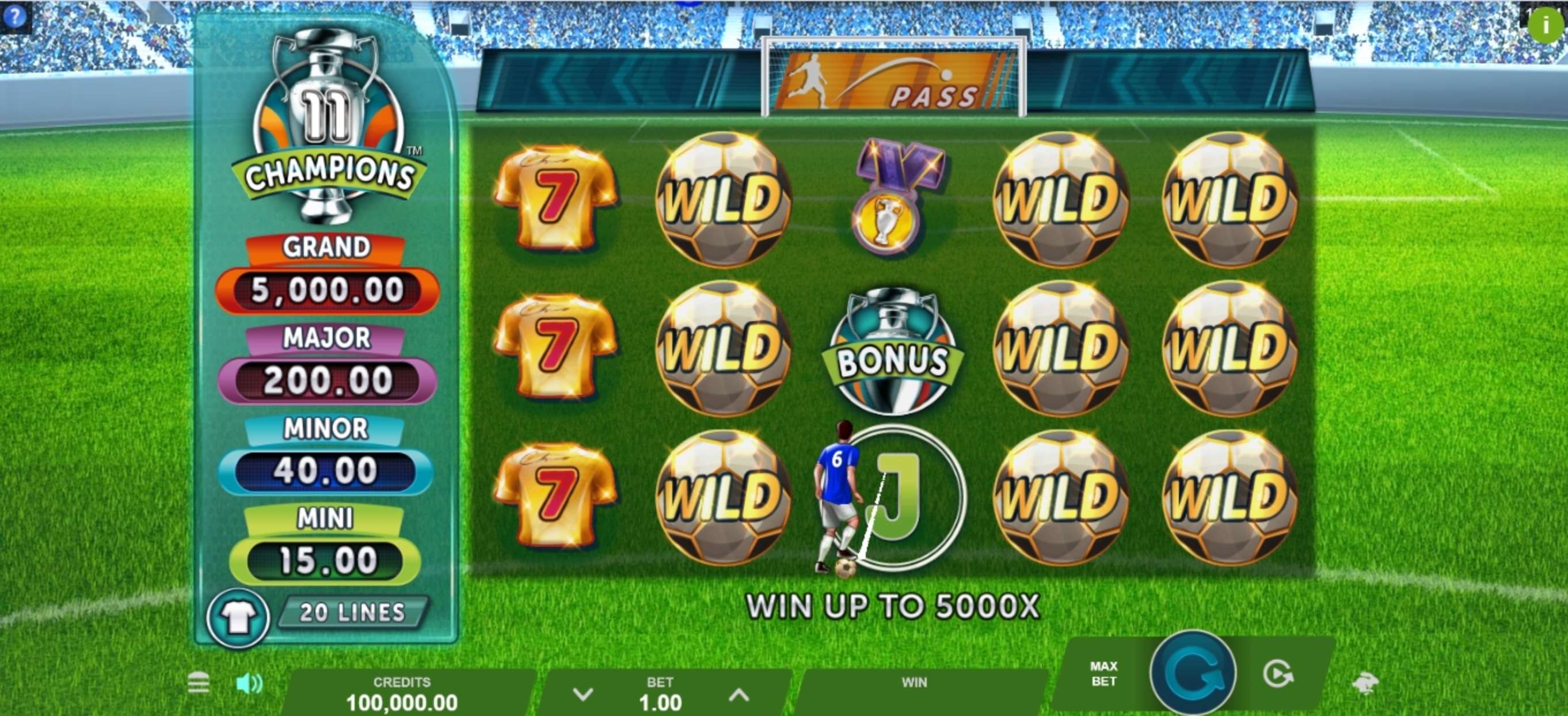 Reels in 11 Champions Slot Game by Gameburger Studios