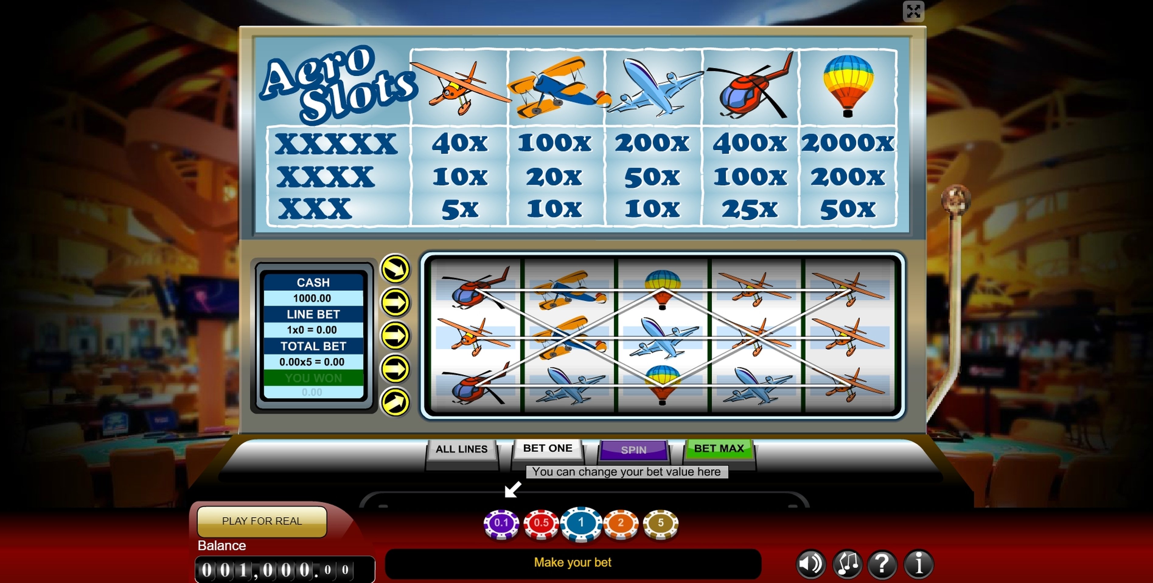 Reels in Aero Slots Slot Game by Gamescale Software