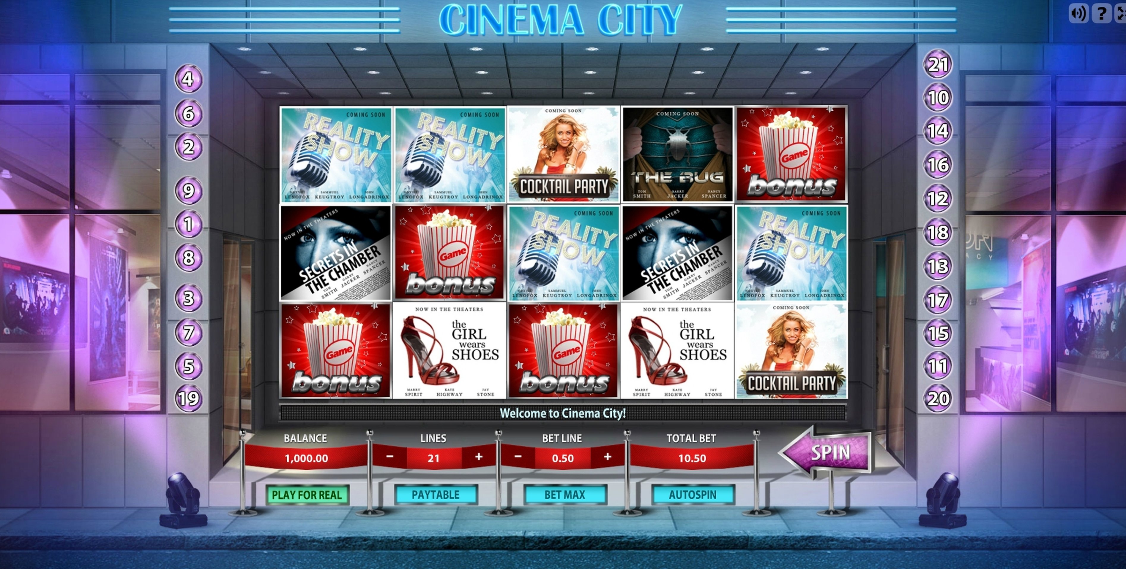 Reels in Cinema City Slot Game by Gamescale Software