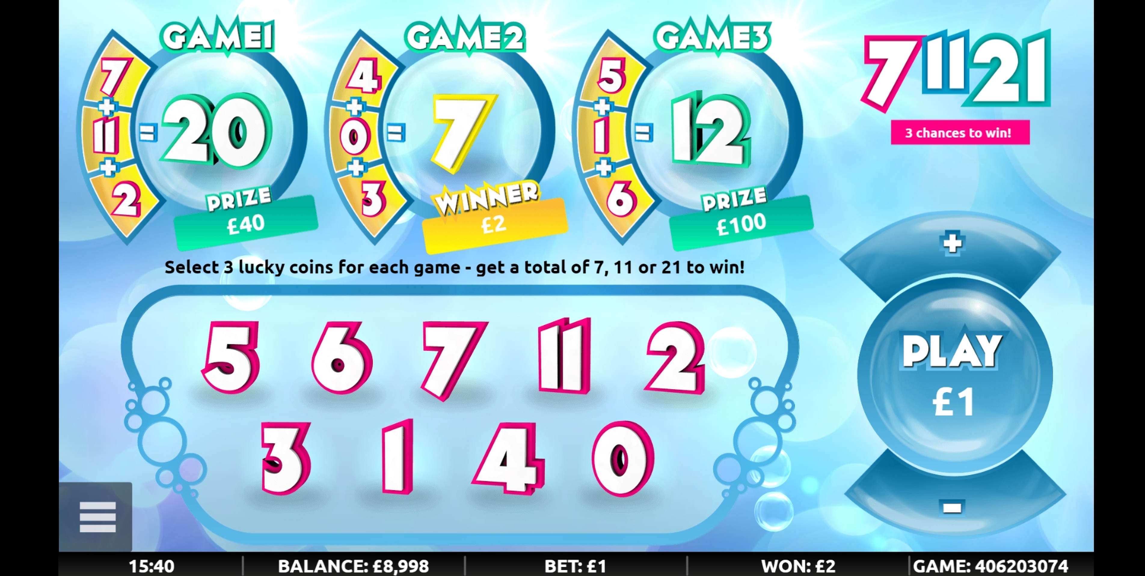 Win Money in 7 11 21 Free Slot Game by Gamevy