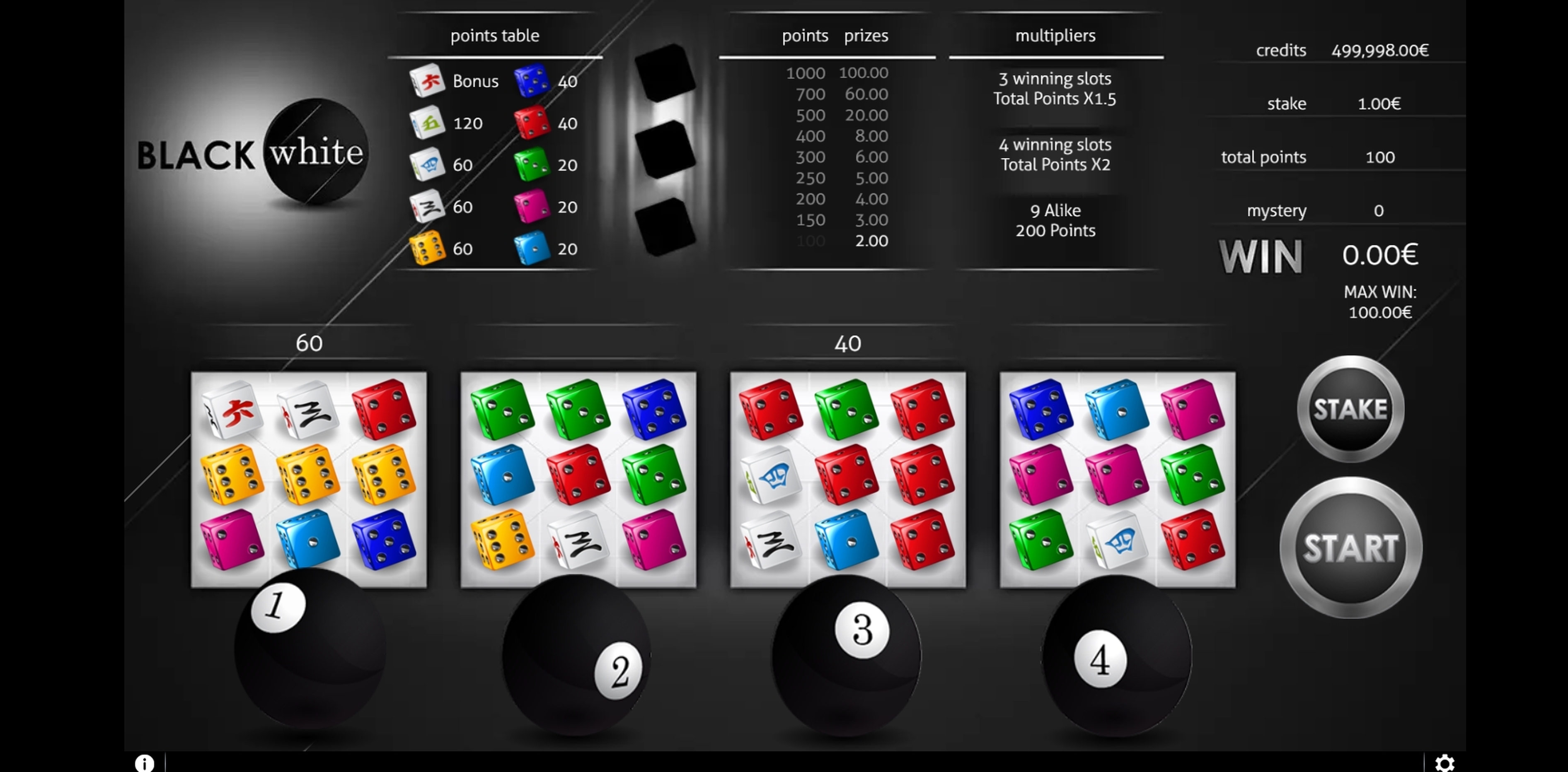 Win Money in Black and White Free Slot Game by GAMING1