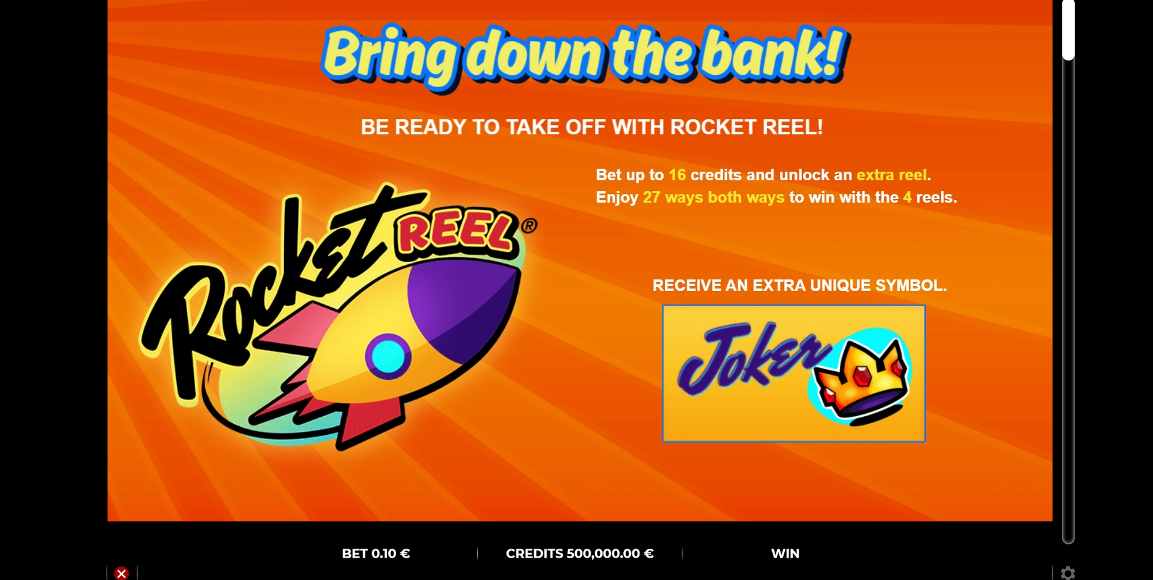 Info of Rocket Reel Slot Game by GAMING1