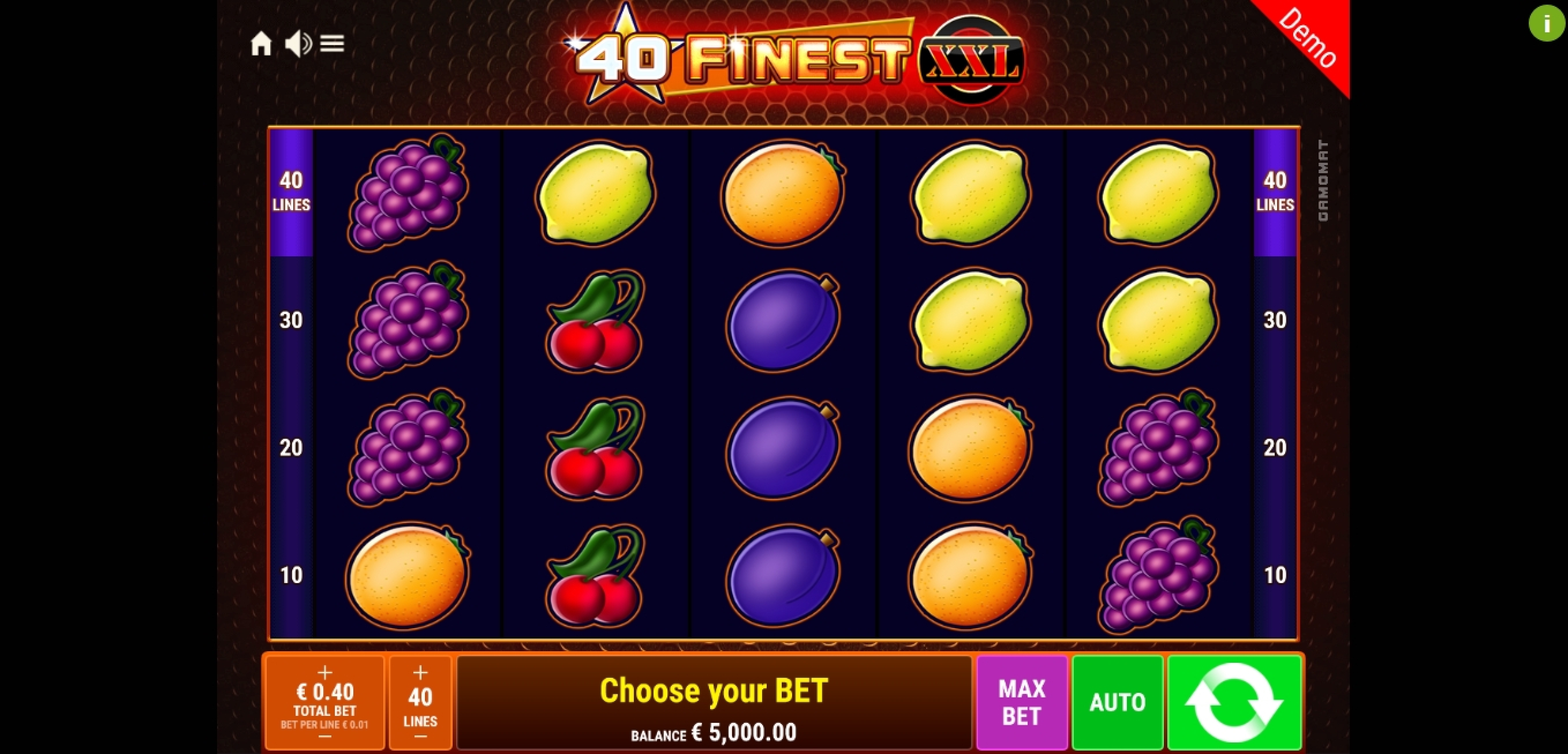 Reels in 40 Finest XXL Slot Game by Gamomat