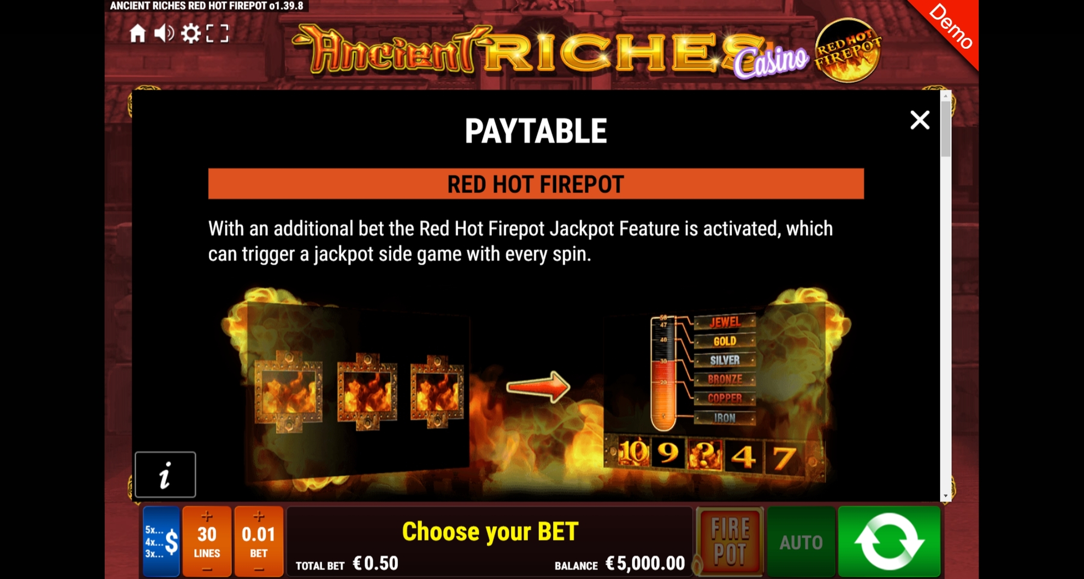 Info of Ancient Riches RHFP Slot Game by Gamomat