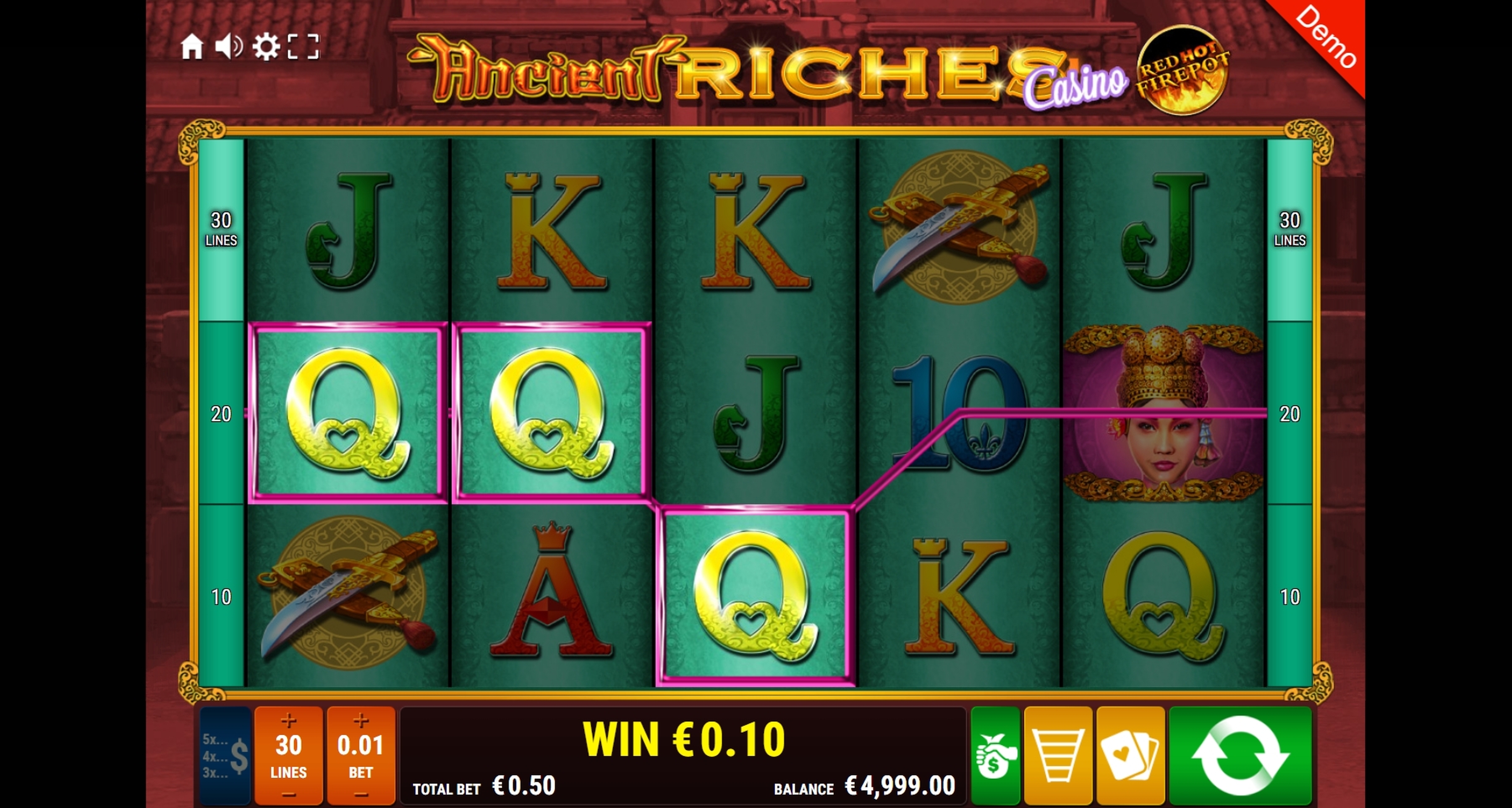 Win Money in Ancient Riches RHFP Free Slot Game by Gamomat