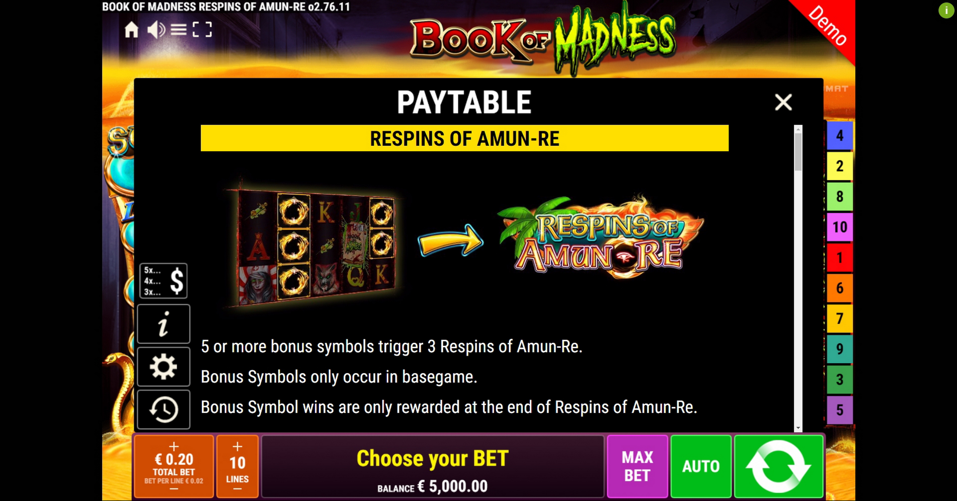 Info of Book Of Madness Roar Slot Game by Gamomat
