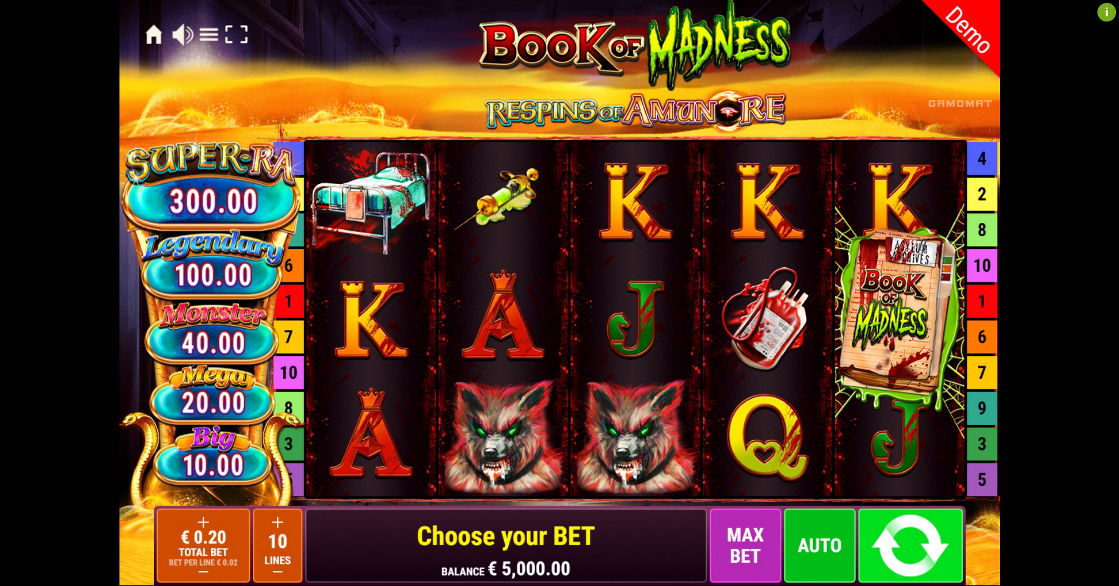 Reels in Book Of Madness Roar Slot Game by Gamomat