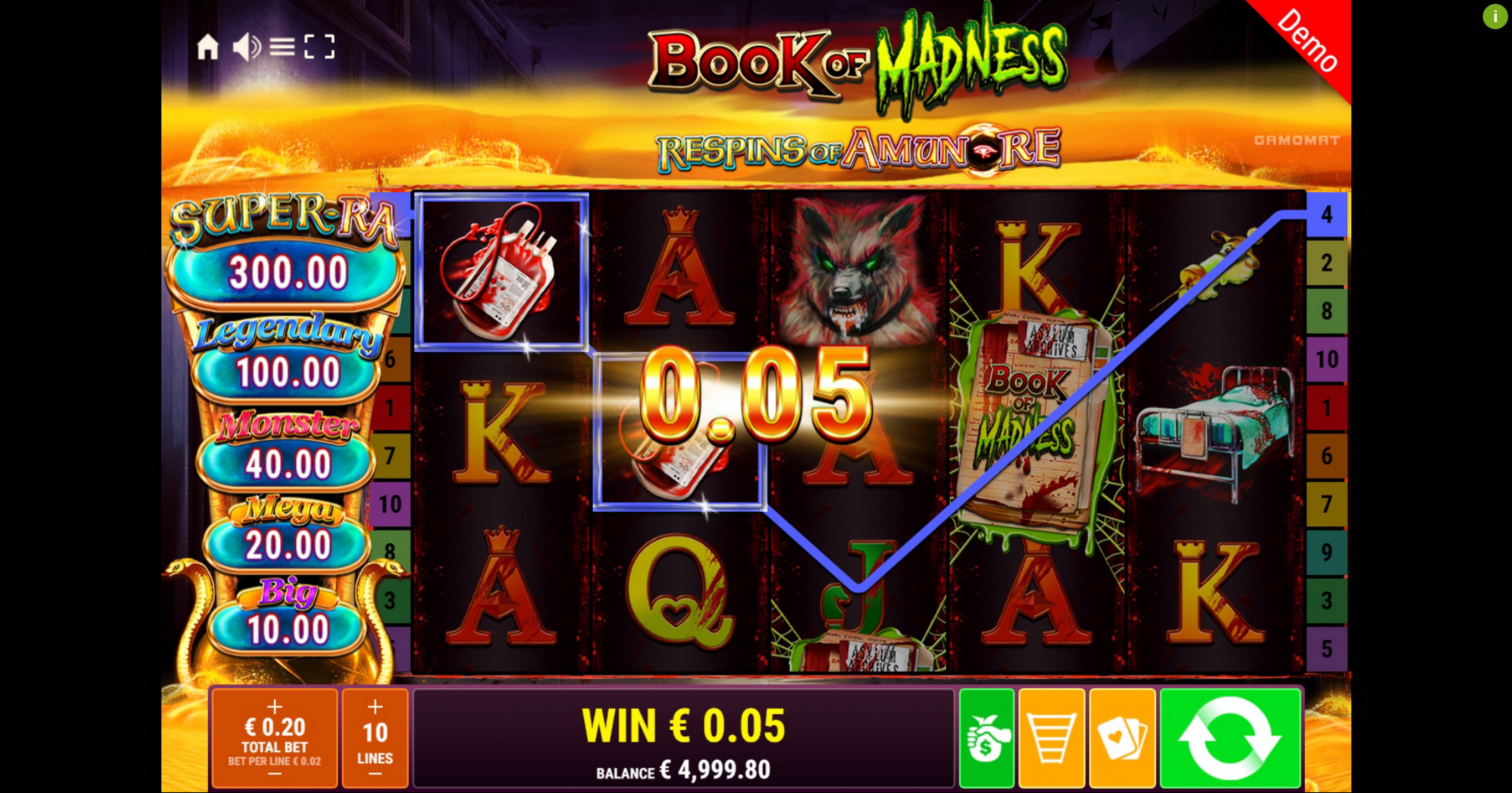 Win Money in Book Of Madness Roar Free Slot Game by Gamomat