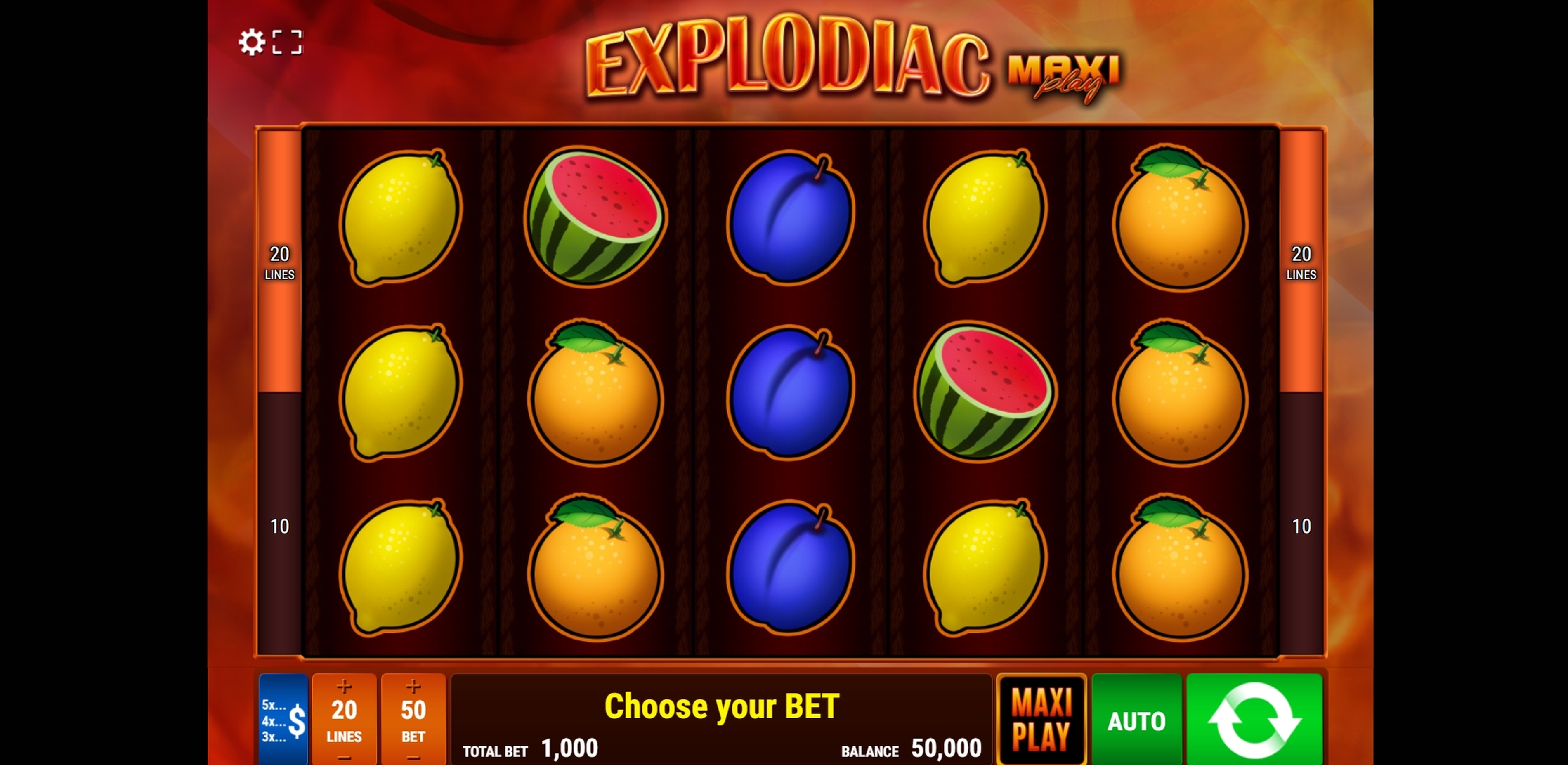 Reels in Explodiac Maxi Play Slot Game by Gamomat