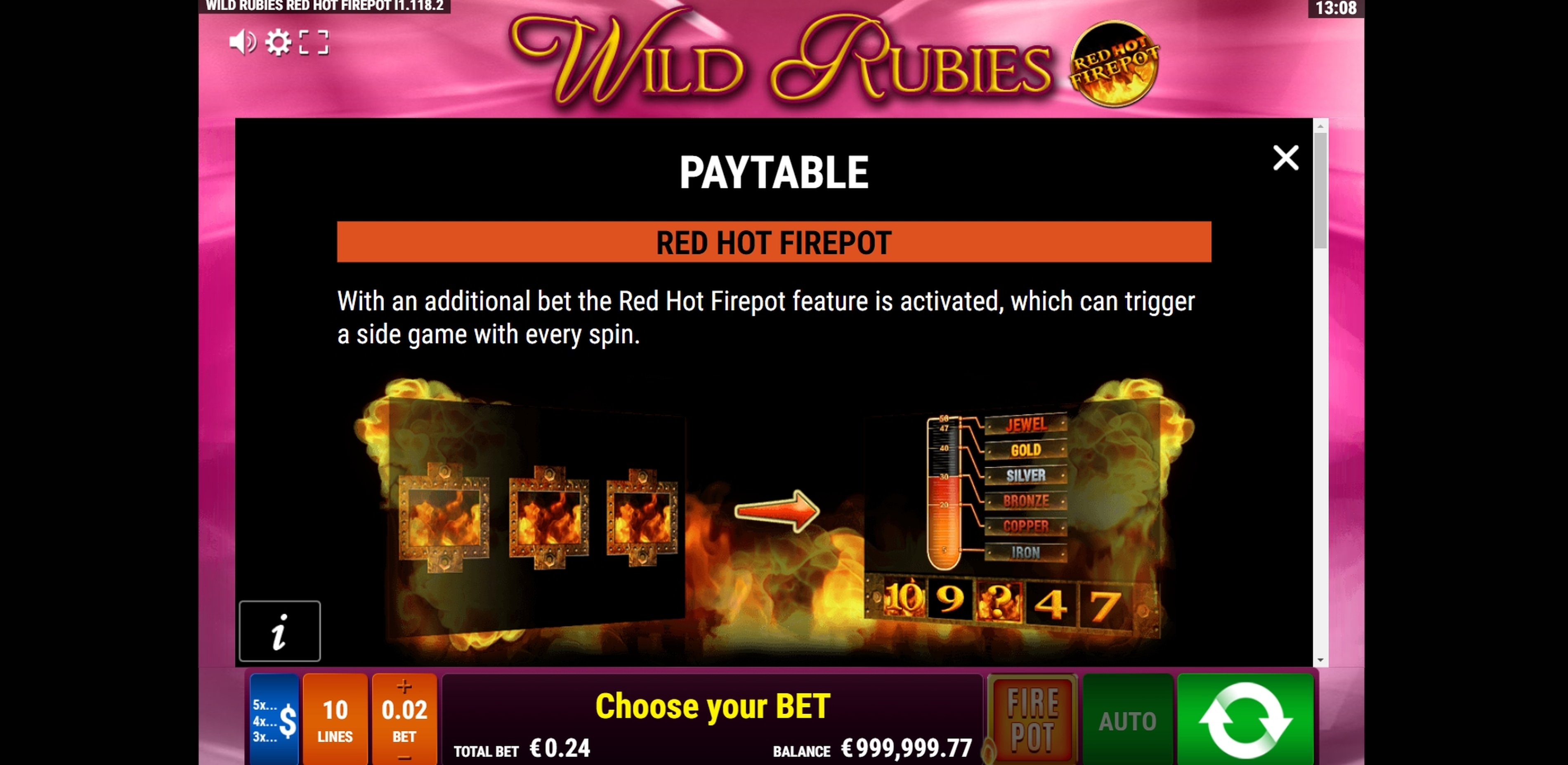 Info of Wild Rubies RHFP Slot Game by Gamomat