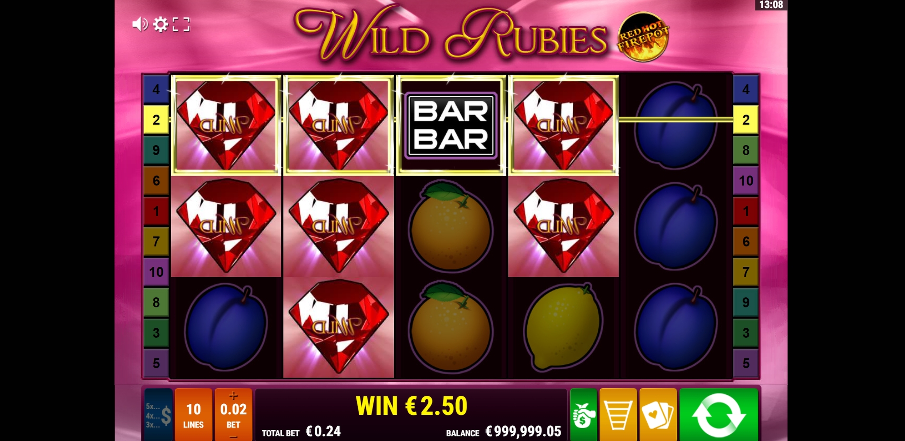 Win Money in Wild Rubies RHFP Free Slot Game by Gamomat