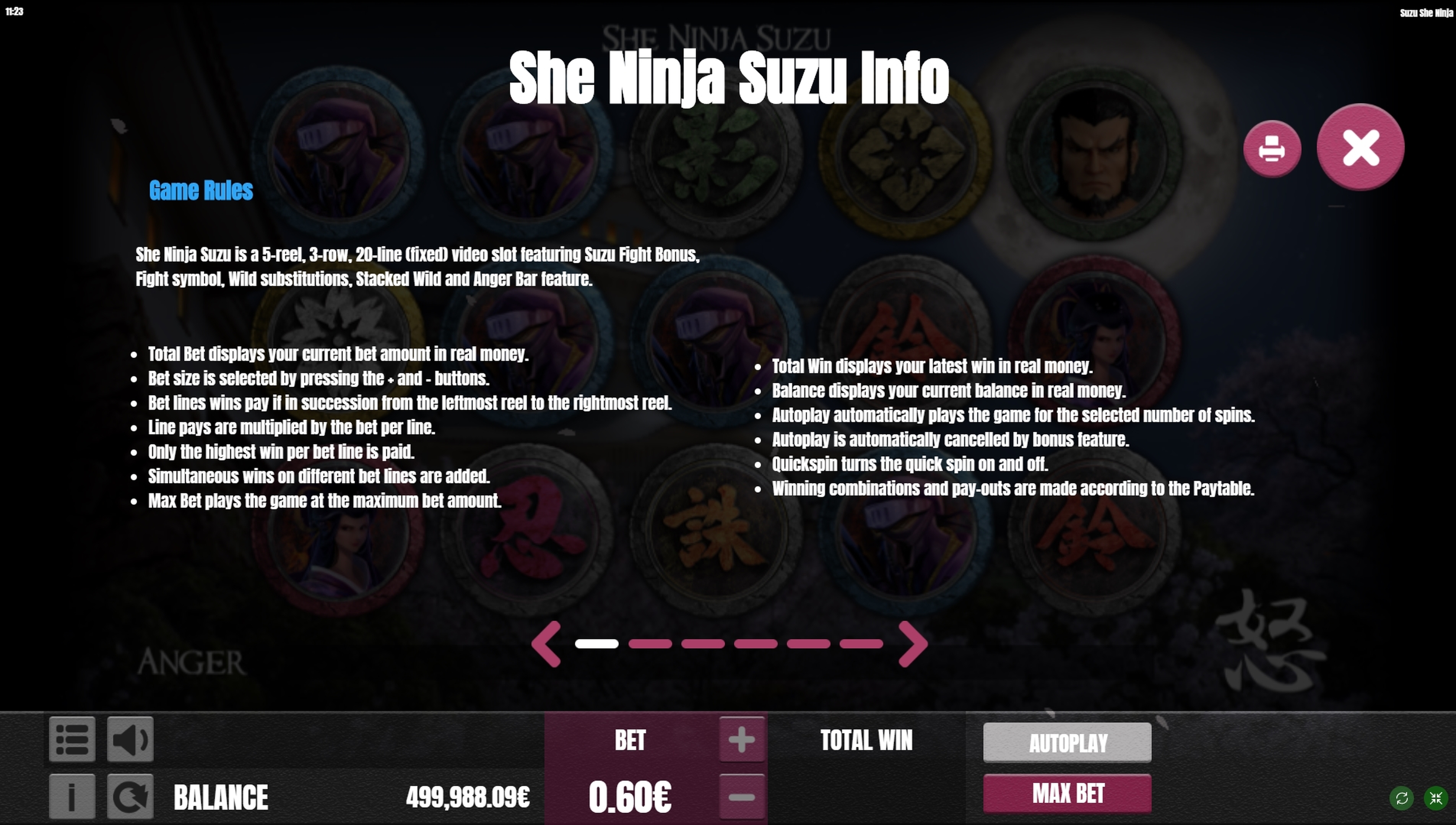 Info of She Ninja Suzu Slot Game by Ganapati