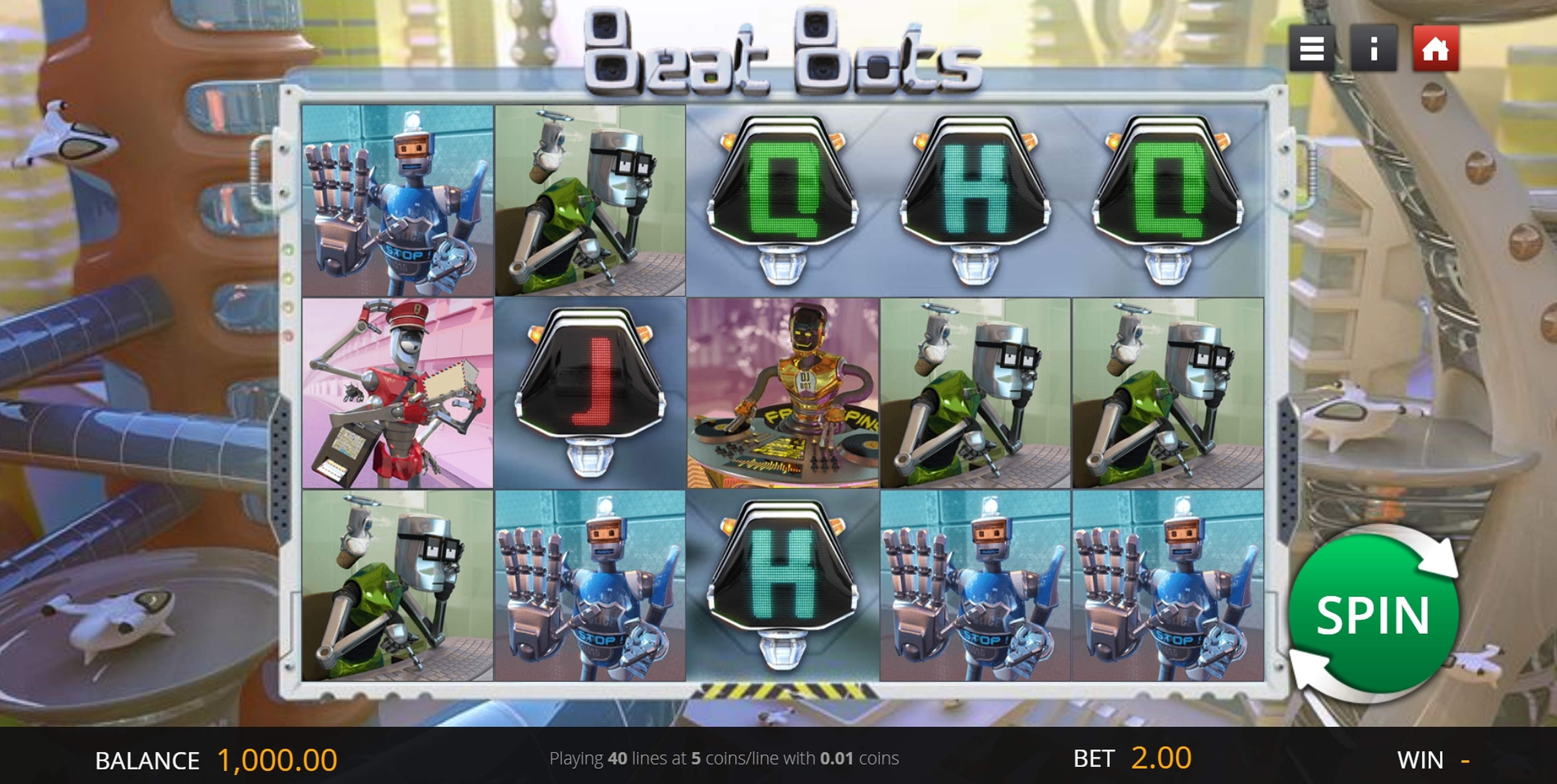 Reels in Beat Bots Slot Game by Genii