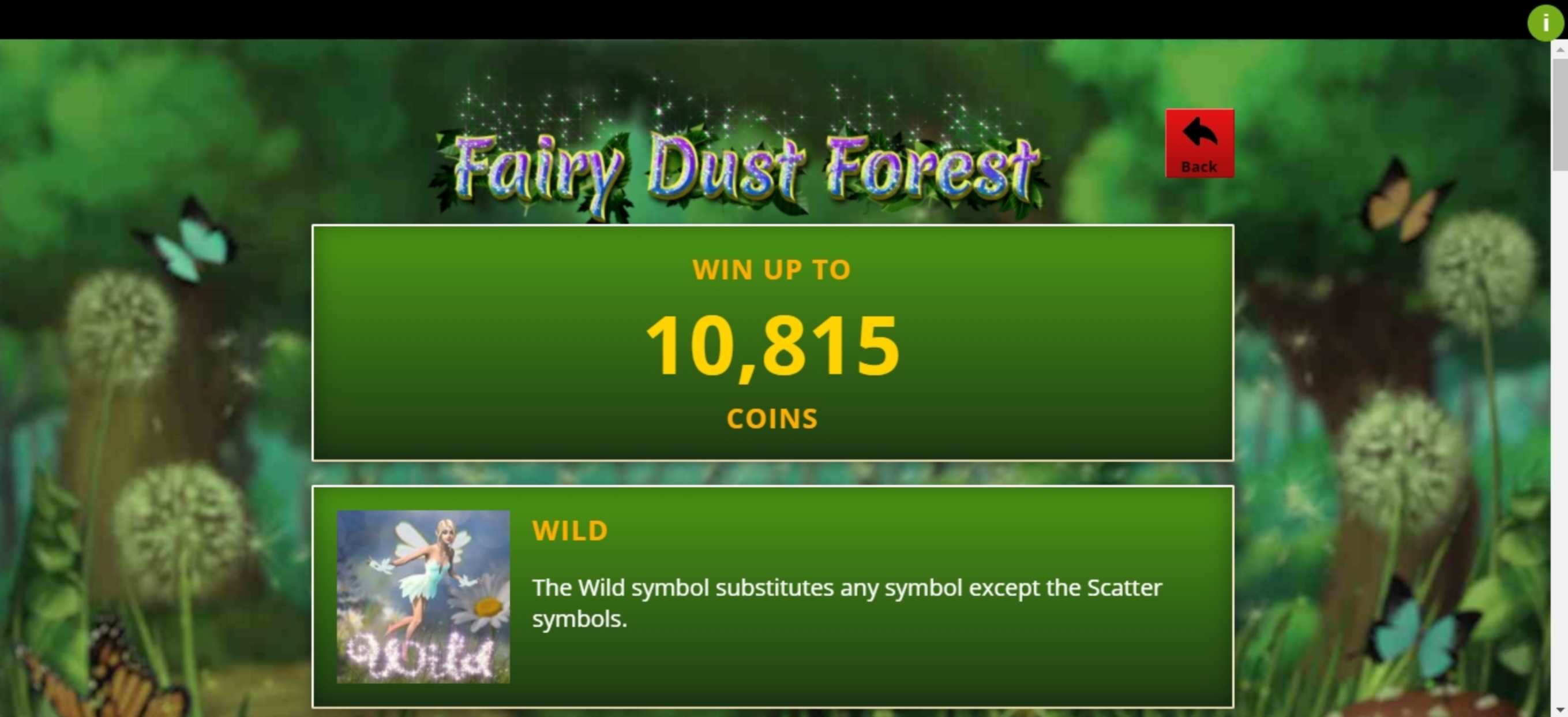 Info of Fairy Dust Forest Slot Game by Genii