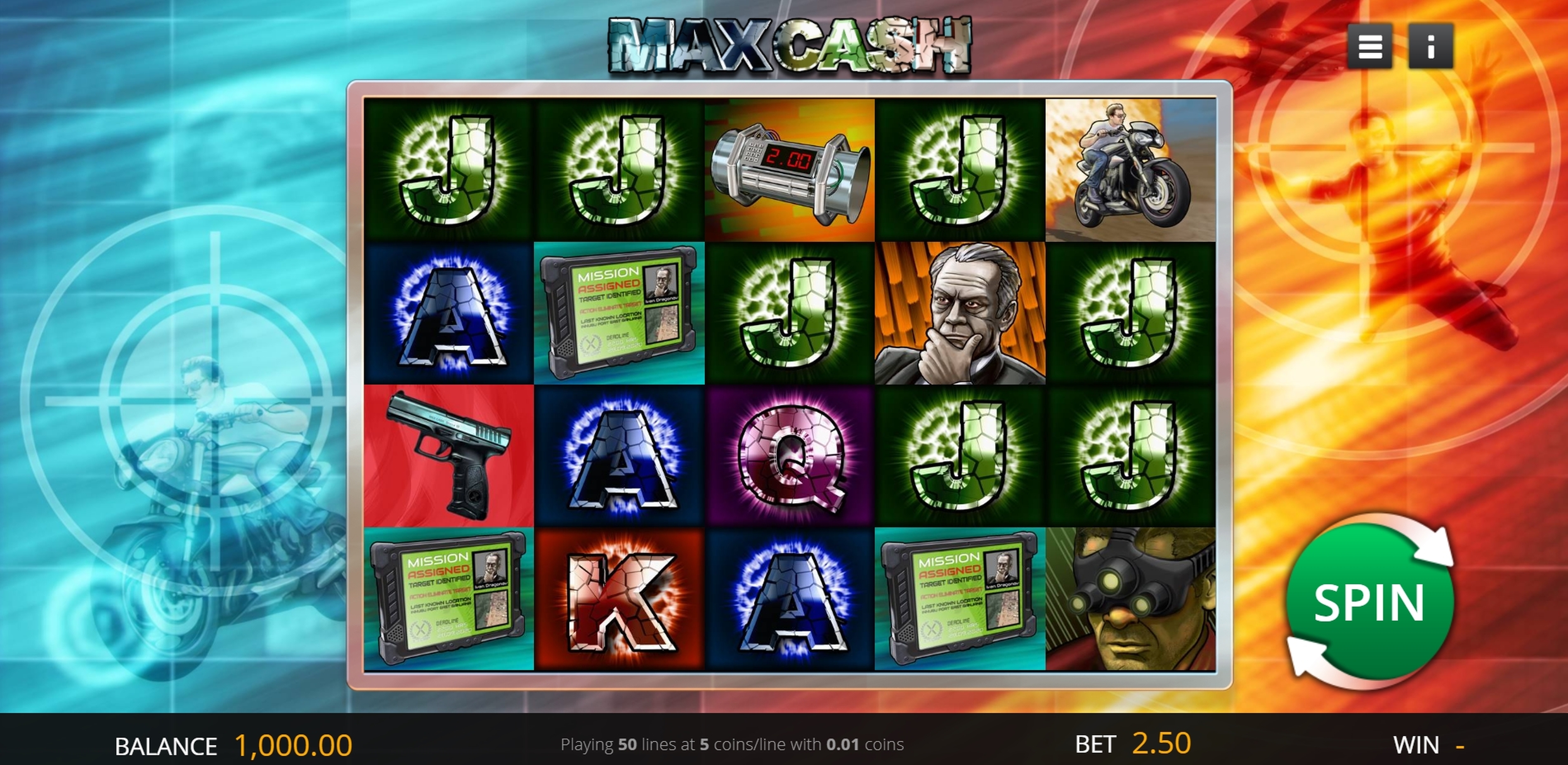 Reels in Max Cash Slot Game by Genii