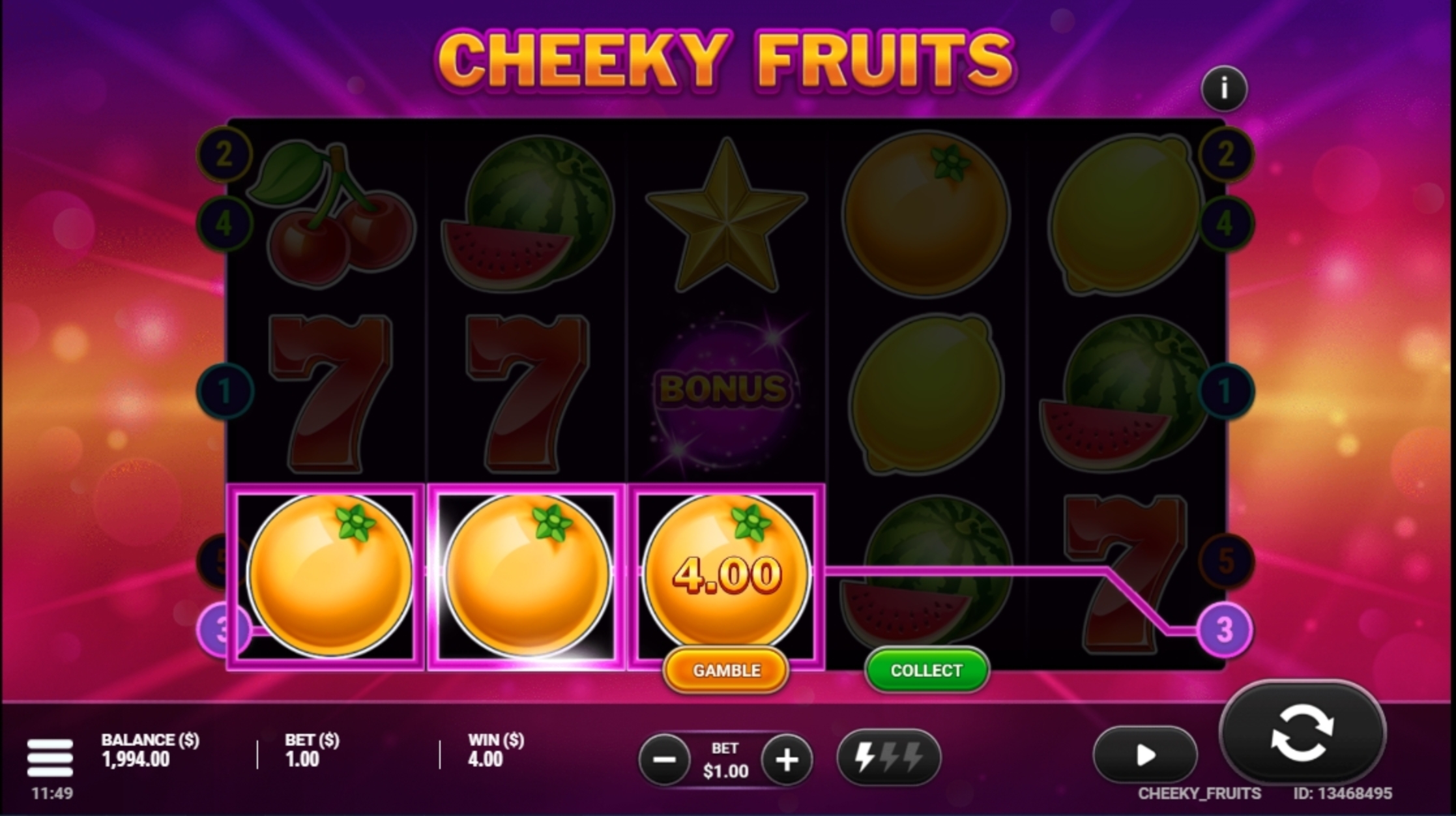Win Money in Cheeky Fruits Free Slot Game by Gluck Games