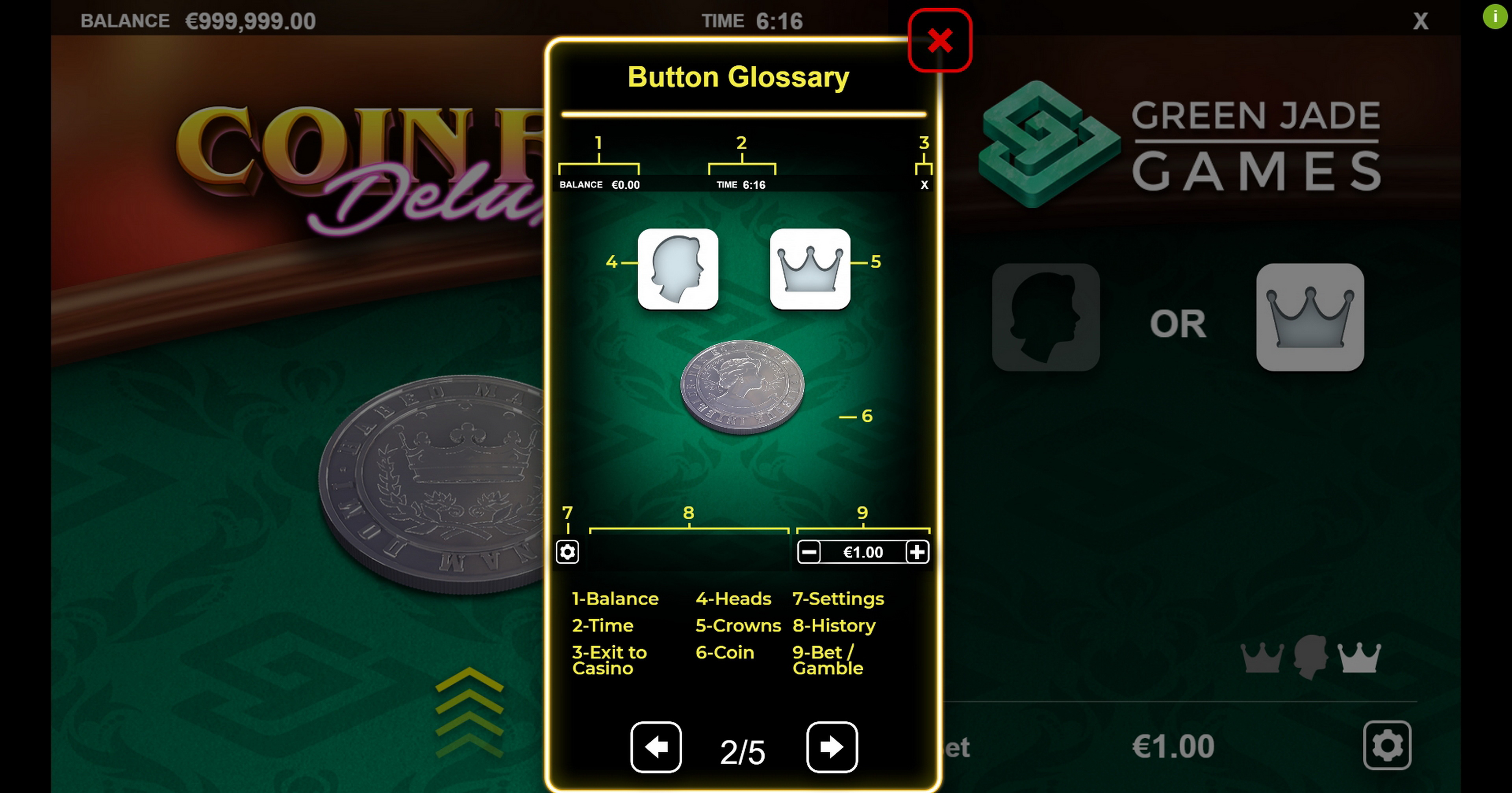 Info of Coin Flip Deluxe Slot Game by Green Jade Games
