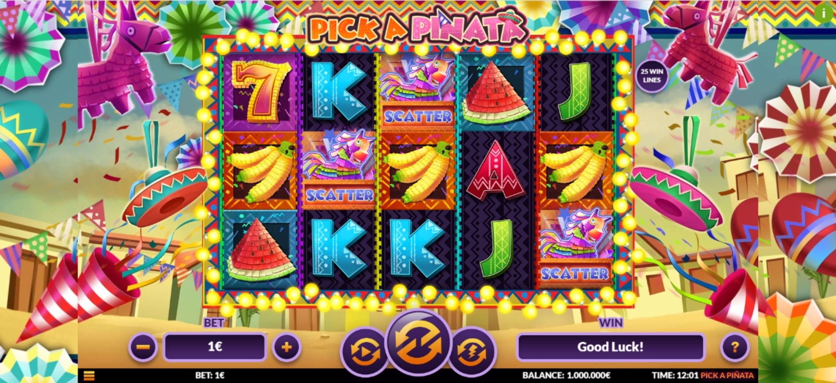 Reels in Pick a Pinata Slot Game by Green Jade Games