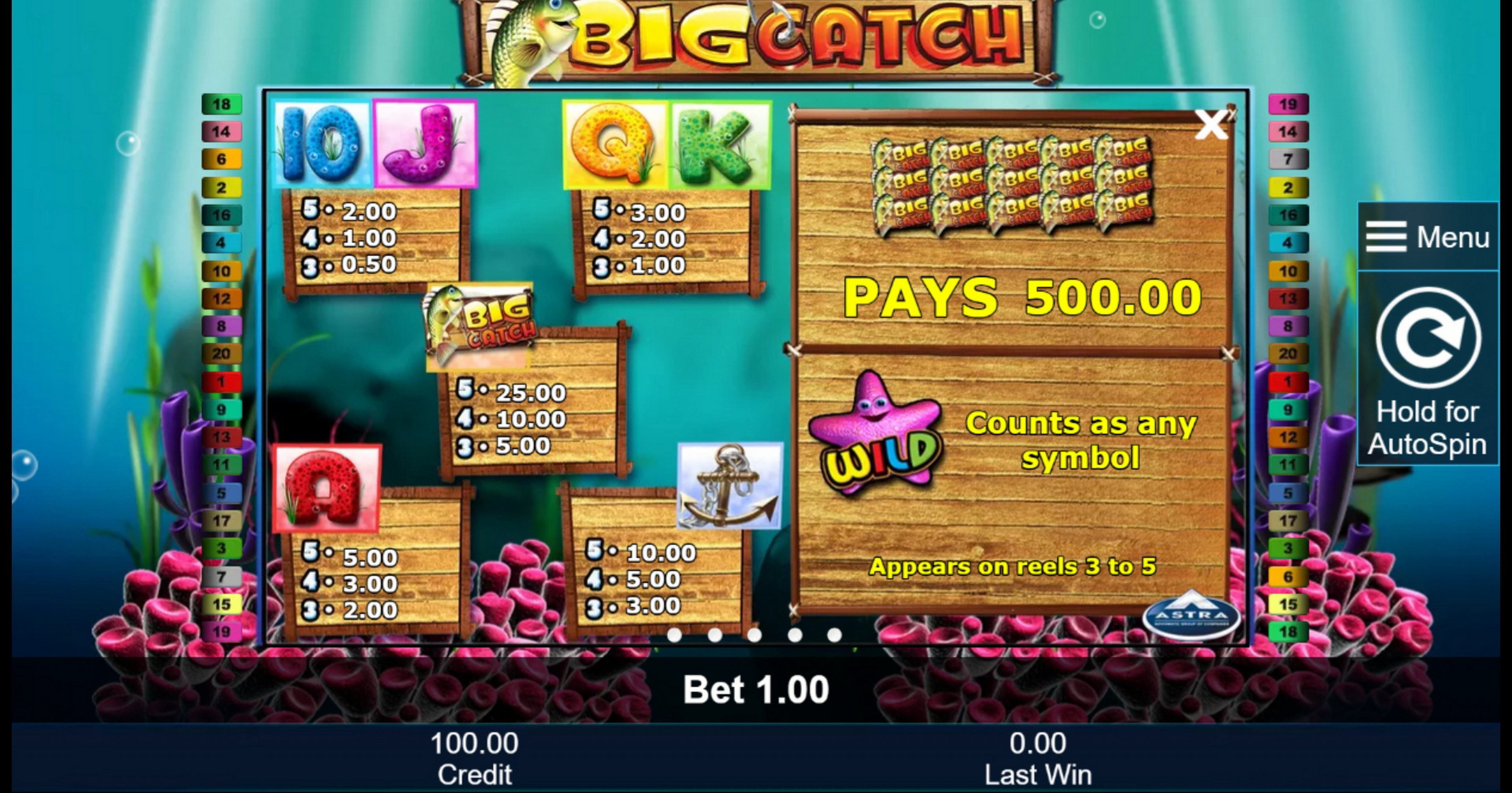 Info of Big Catch Slot Game by Greentube
