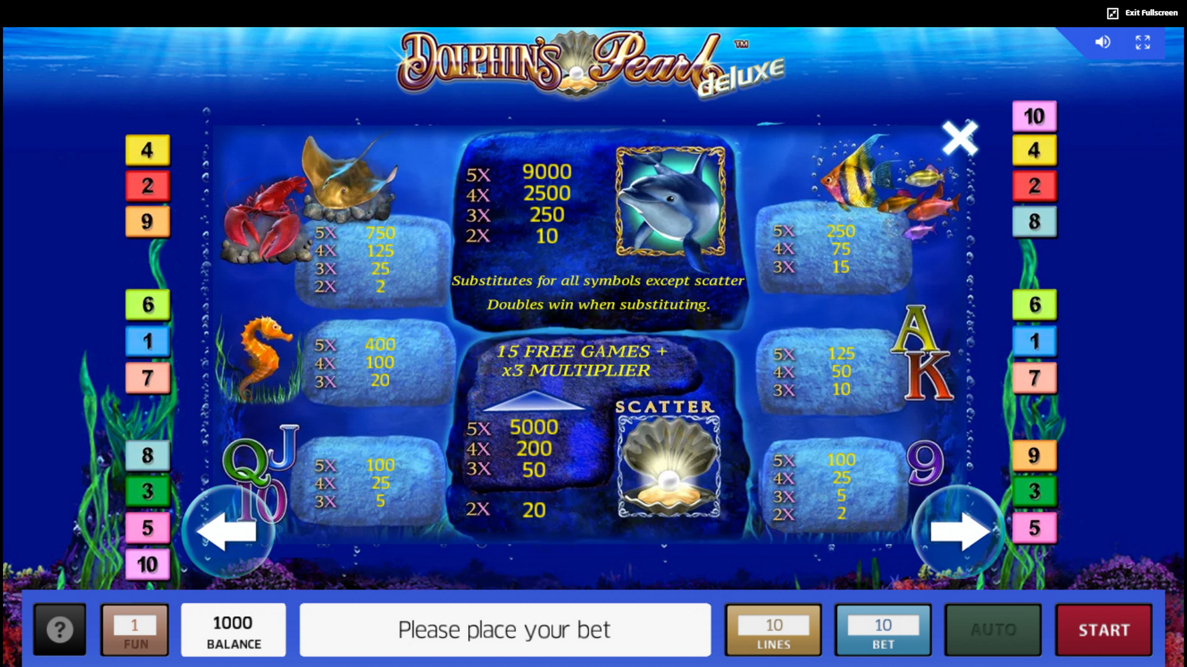 Info of Dolphin´s Pearl deluxe Slot Game by Greentube