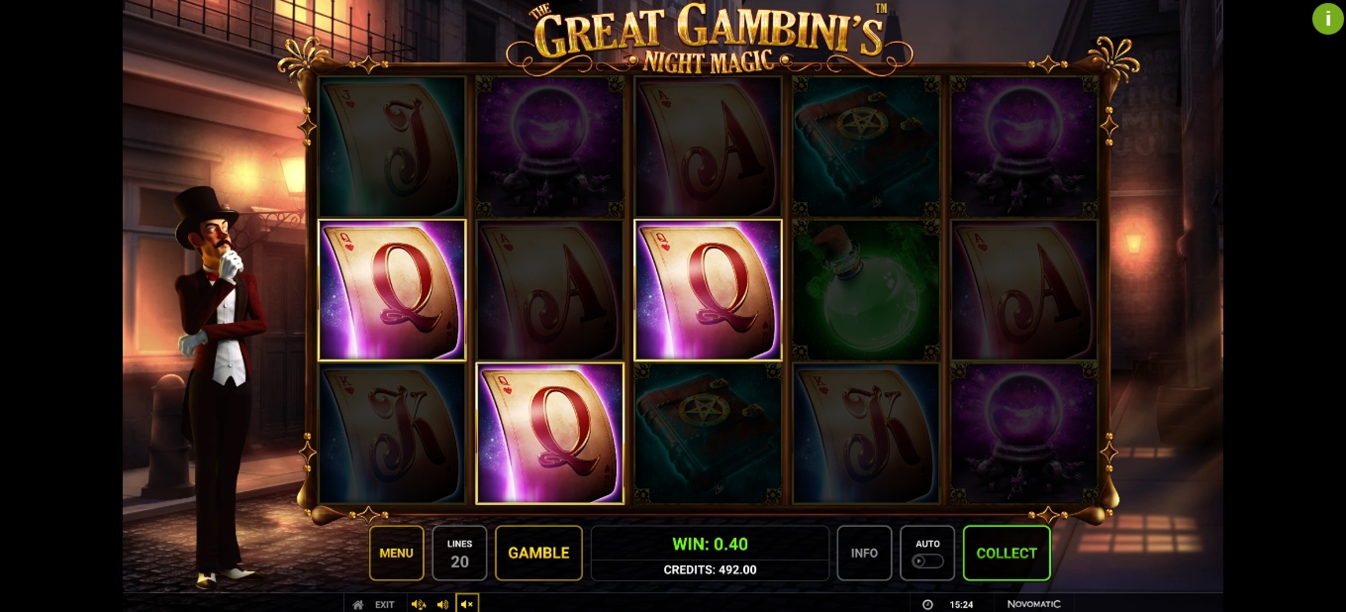 Win Money in The Great Gambini's Night Magic Free Slot Game by Greentube